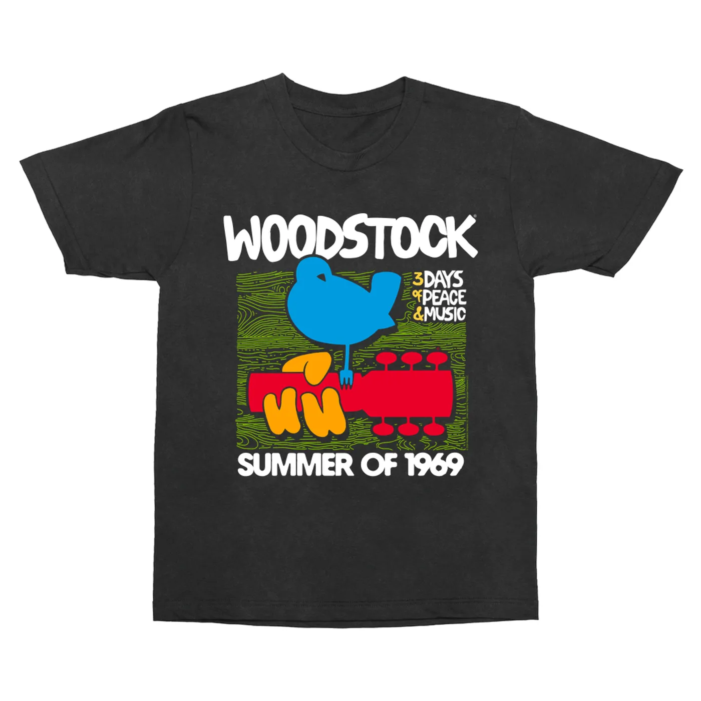 Woodstock T-Shirt | Summer Of 1969 Wood Grain Image Woodstock Vintage Shirt