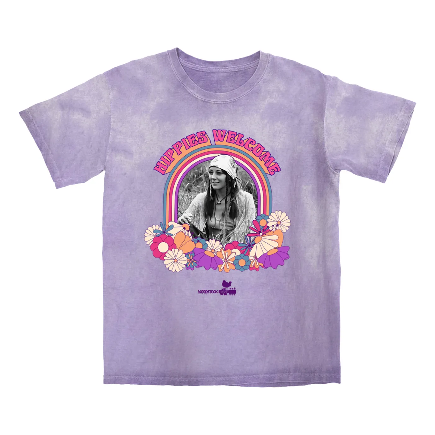Woodstock T-shirt | Hippies Welcome Retro Photo Design Woodstock Color Blast Shirt