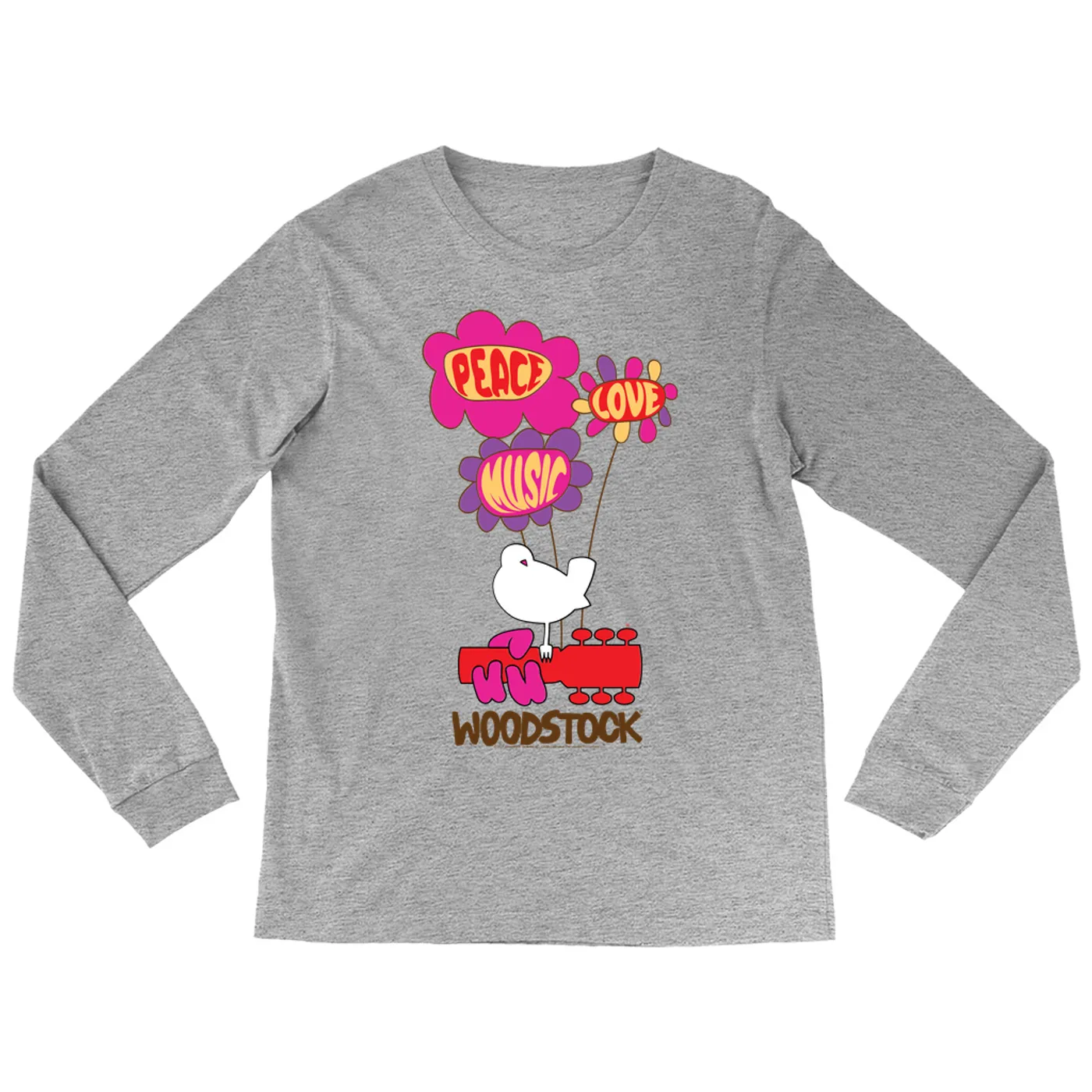 Woodstock Long Sleeve Shirt | Peace Love Music Flower Balloons Woodstock Shirt