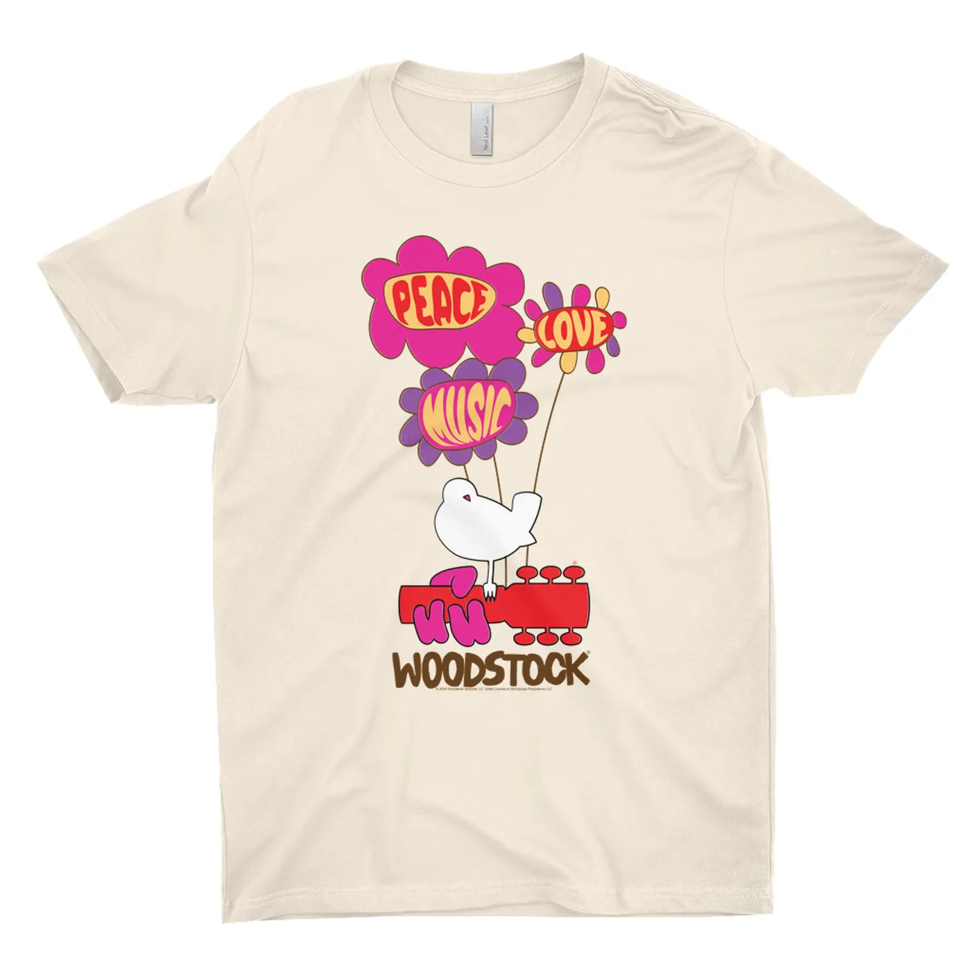 Woodstock T-Shirt | Peace Love Music Flower Balloons Woodstock Light Shirt