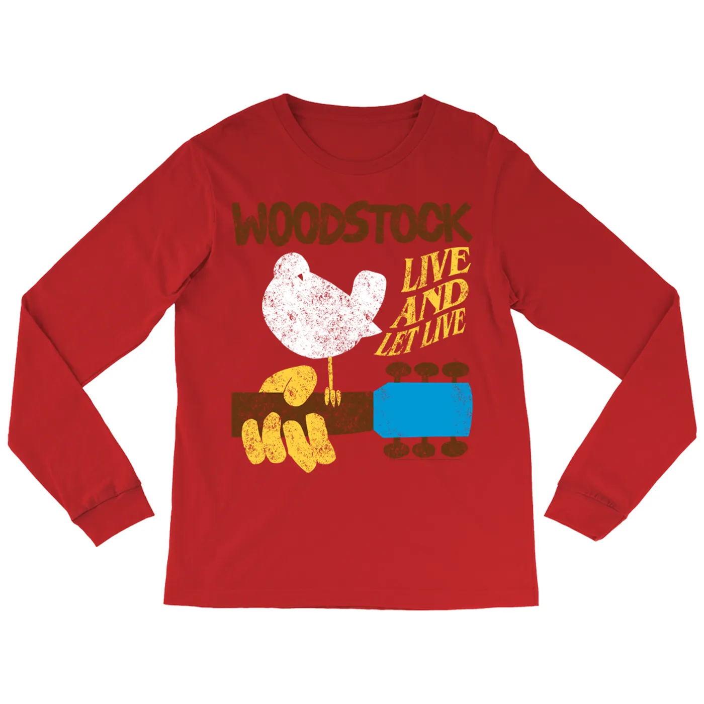 Woodstock Long Sleeve Shirt | Live And Let Live Retro Distressed Woodstock Shirt