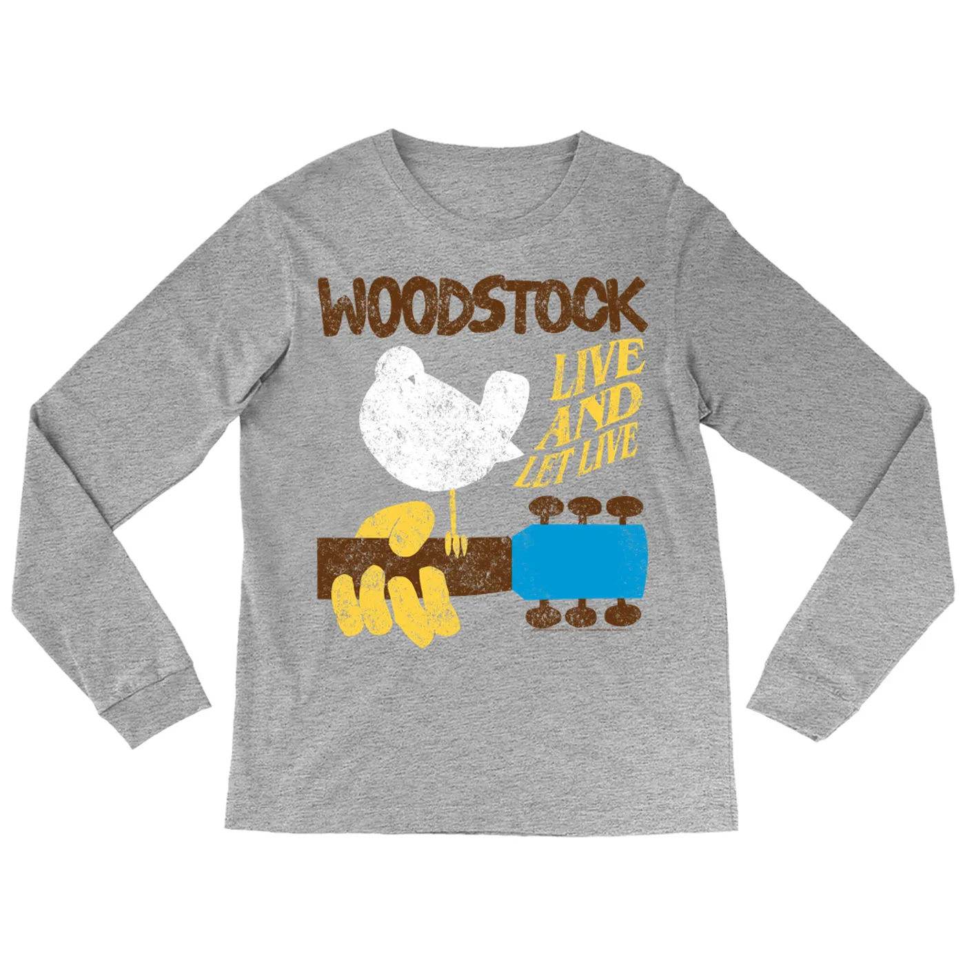 Woodstock Long Sleeve Shirt | Live And Let Live Retro Distressed Woodstock Shirt