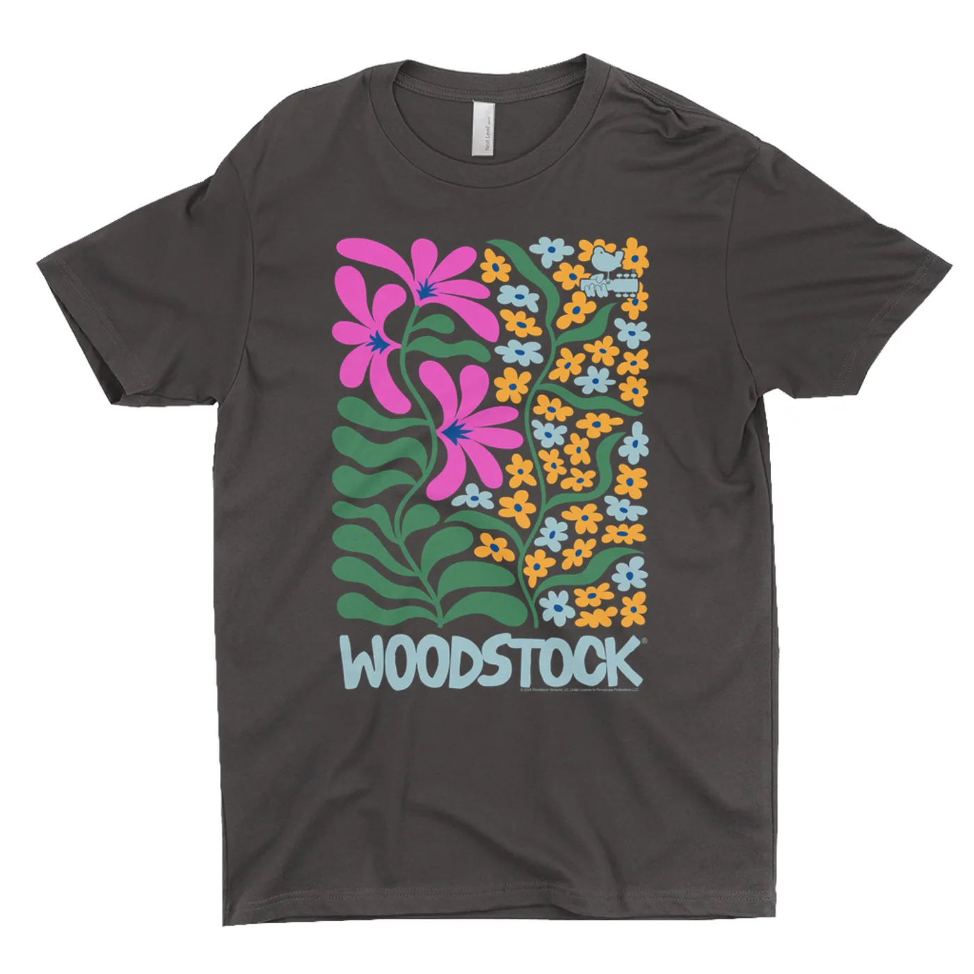 Woodstock T-Shirt | Retro Flower Garden Image Woodstock Dark Shirt