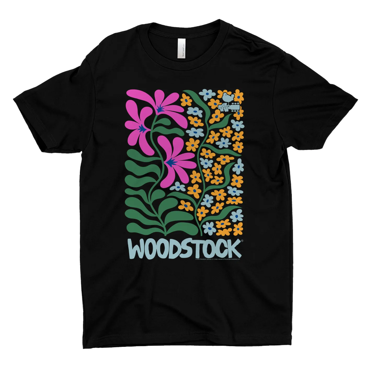 Woodstock T-Shirt | Retro Flower Garden Image Woodstock Dark Shirt