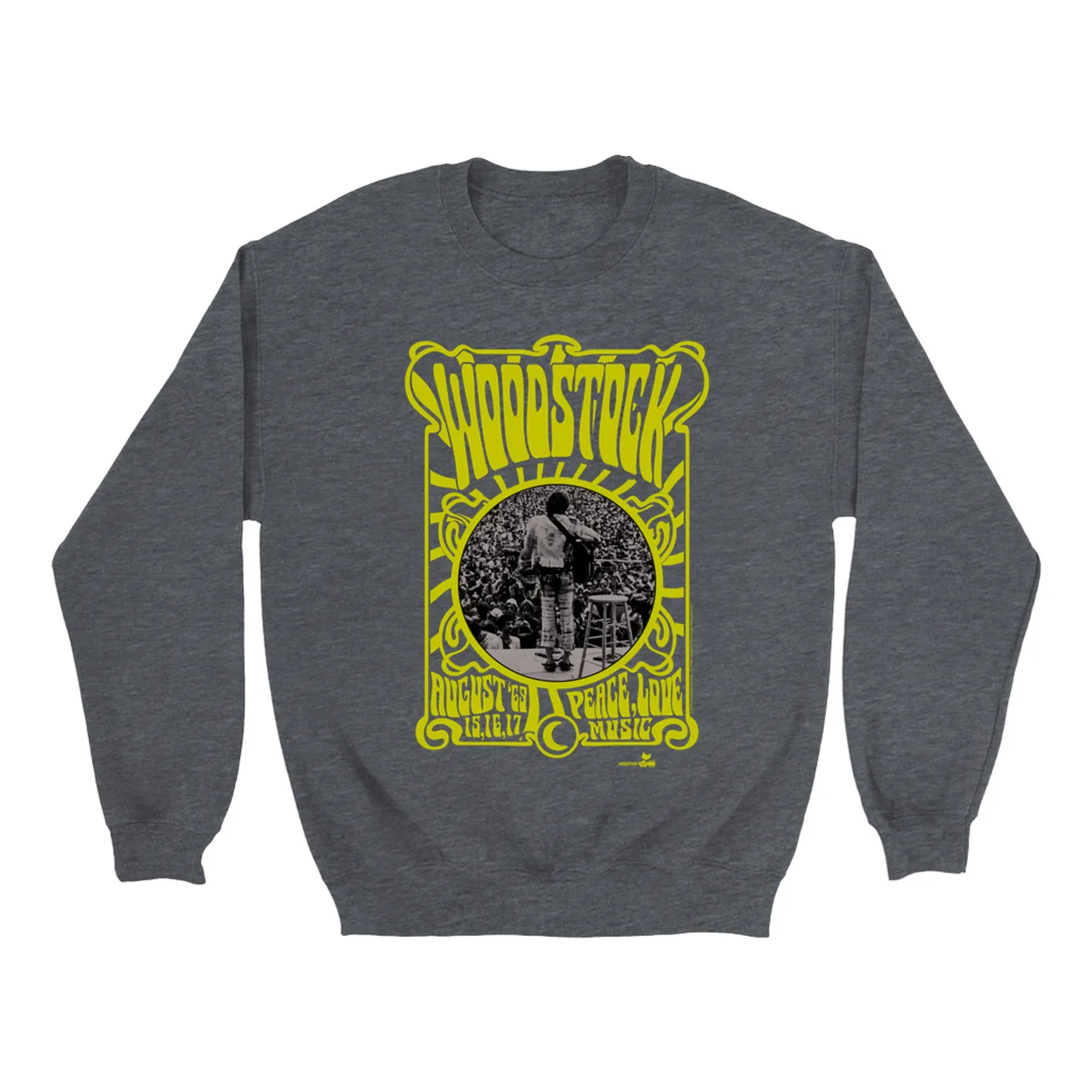 Woodstock Sweatshirt | Peace Love Music Art Nouveau Border Image Woodstock Sweatshirt