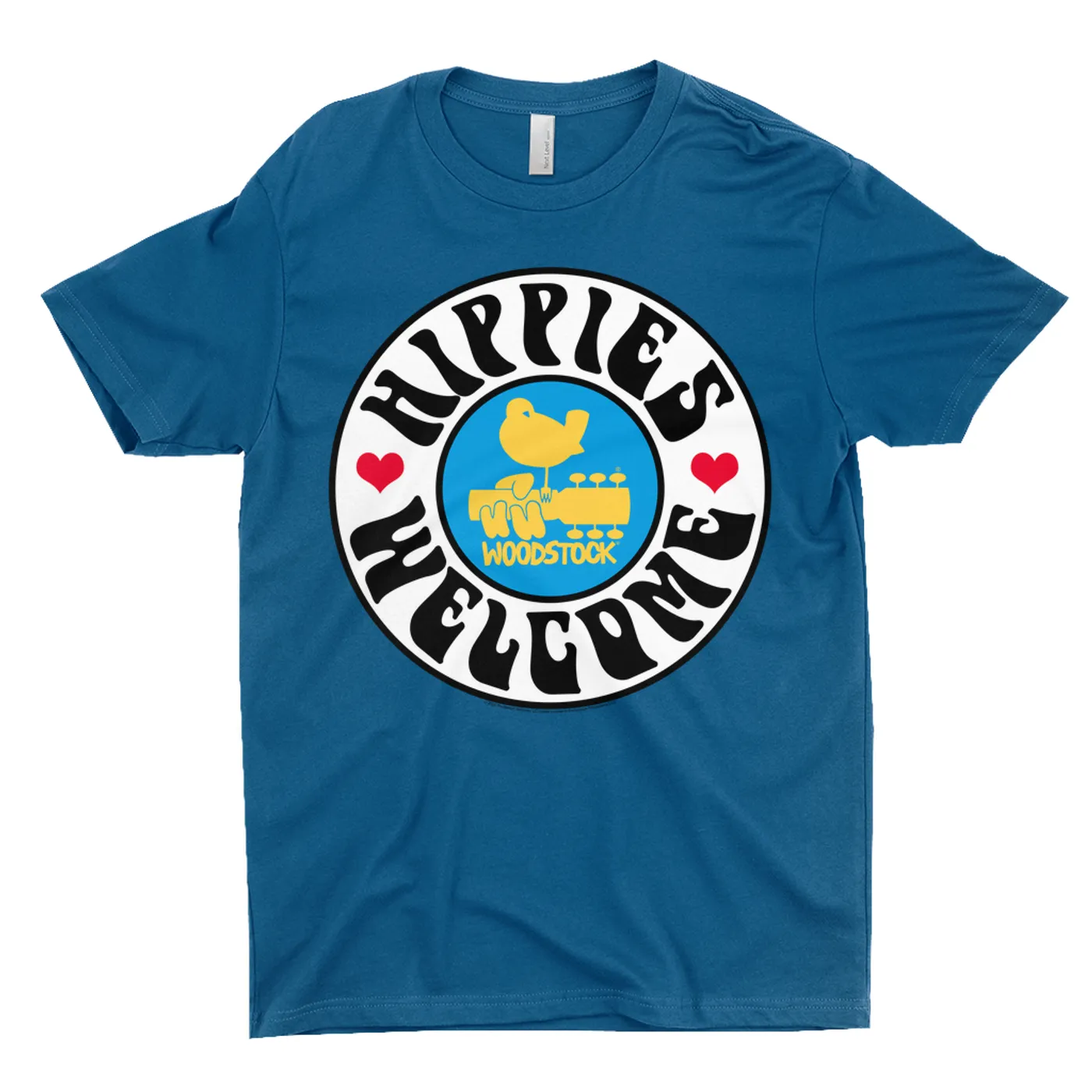 Woodstock T-Shirt | Hippies Welcome Heart Circle Image Woodstock Dark Shirt