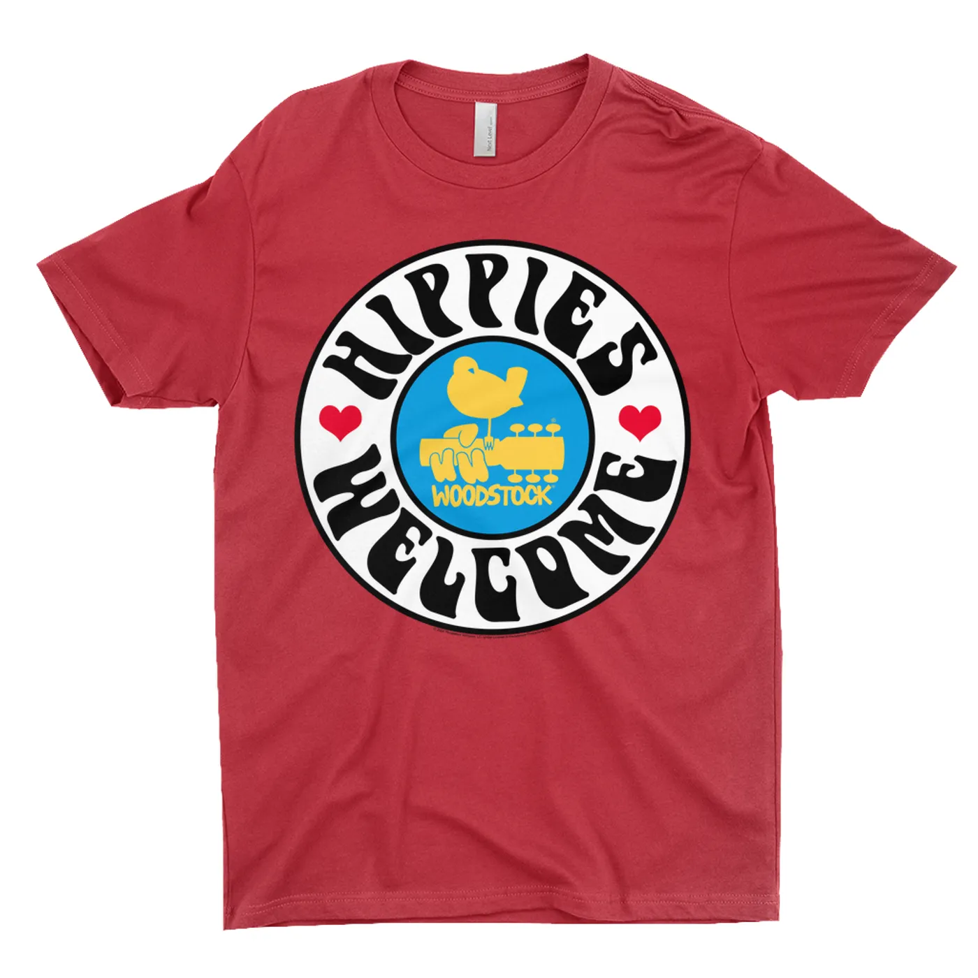 Woodstock T-Shirt | Hippies Welcome Heart Circle Image Woodstock Dark Shirt