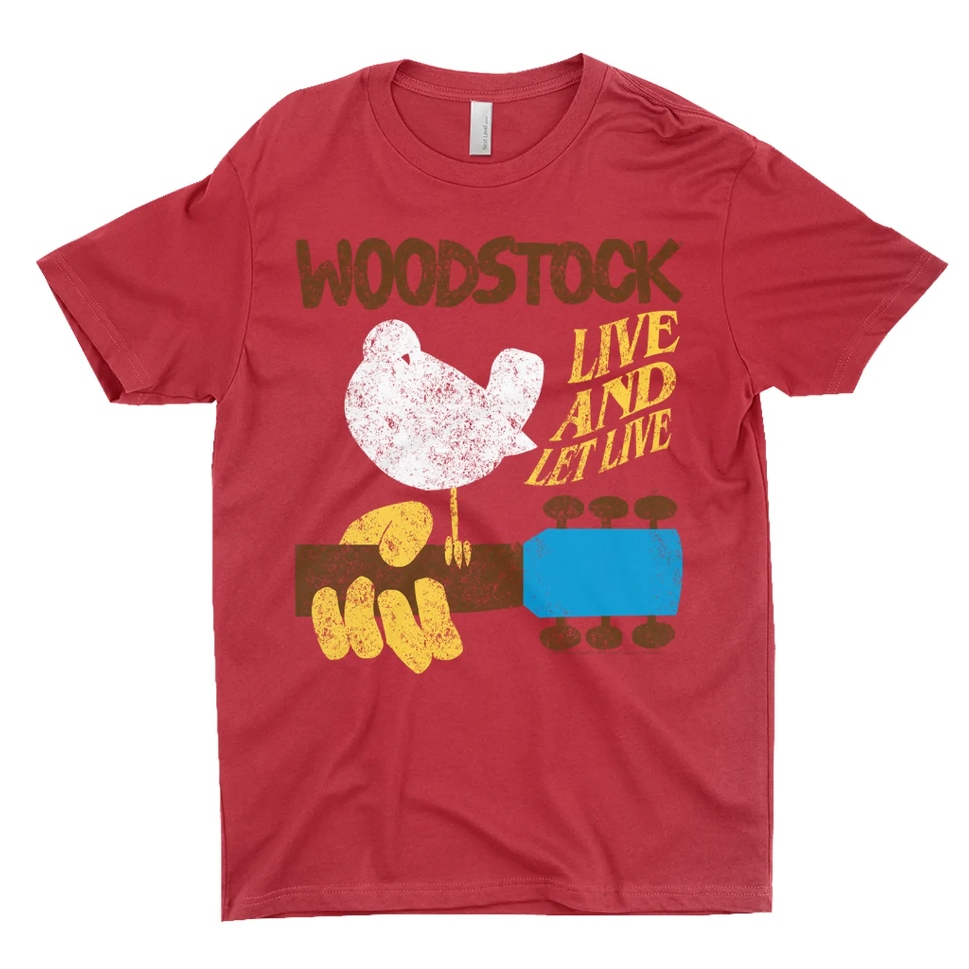 Woodstock T-Shirt | Live And Let Live Retro Distressed Woodstock Dark Shirt