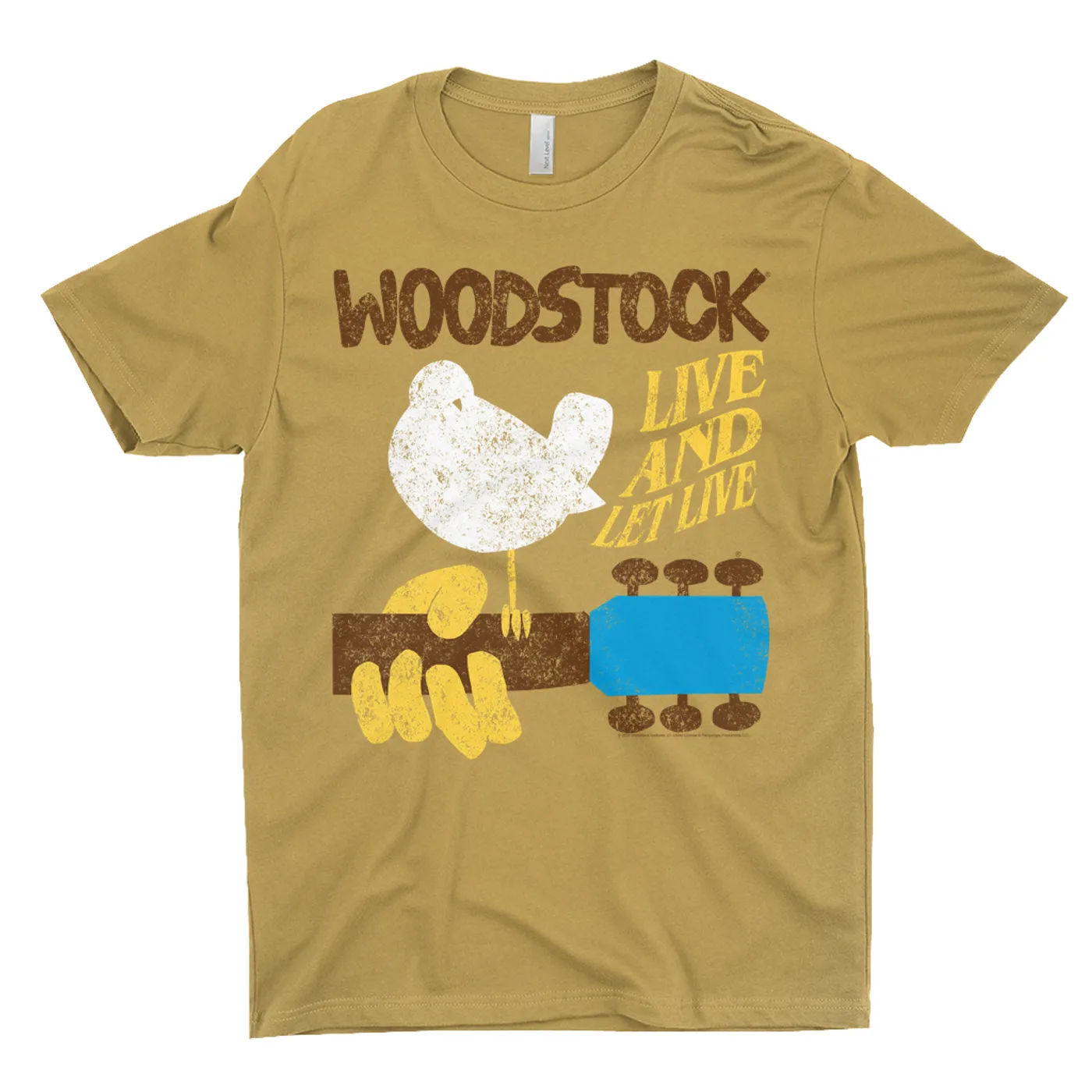 Woodstock T-Shirt | Live And Let Live Retro Distressed Woodstock Dark Shirt