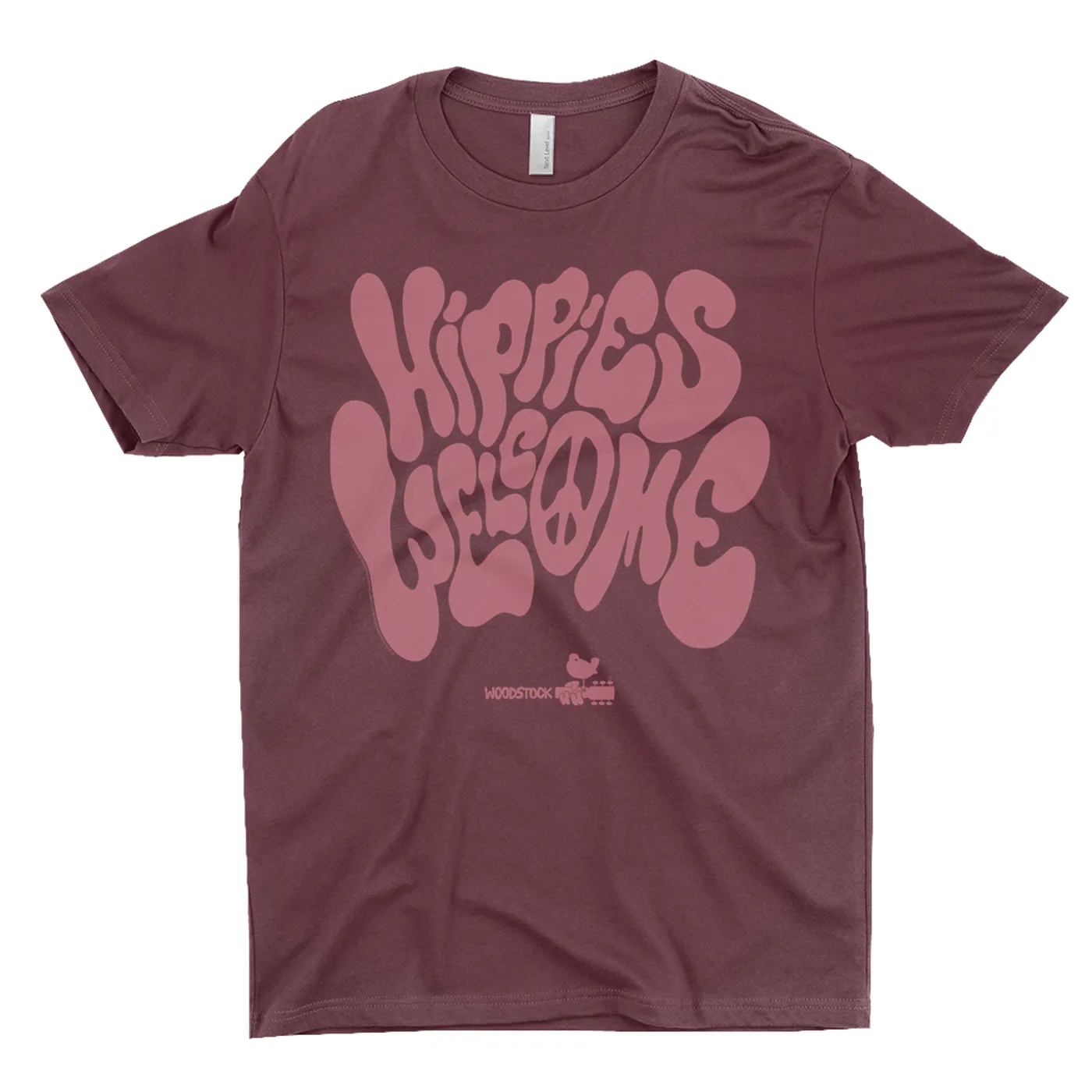 Woodstock T-Shirt | Hippies Welcome Organic Flow Font Woodstock Dark Shirt