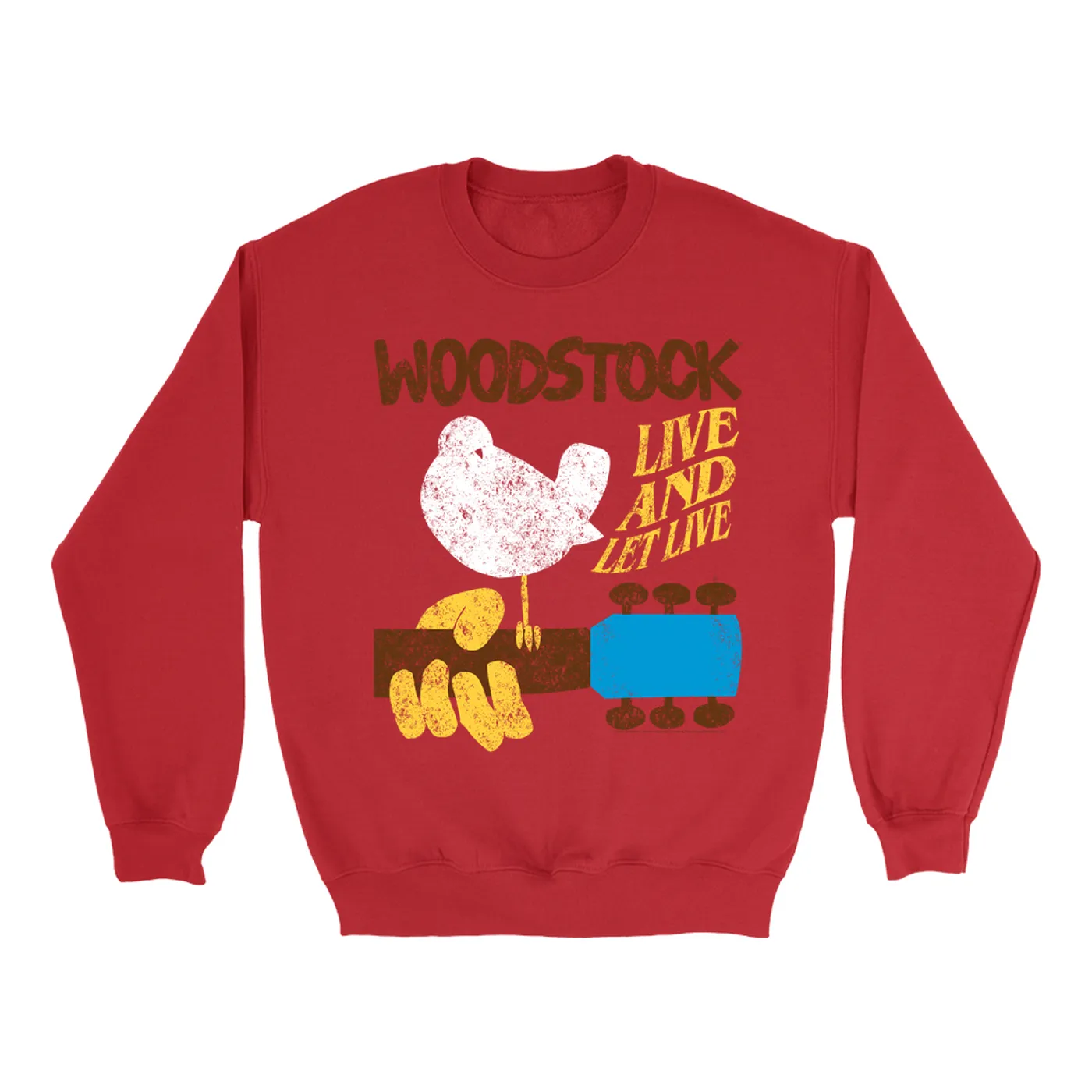 Woodstock Sweatshirt | Live And Let Live Retro Distressed Woodstock Sweatshirt