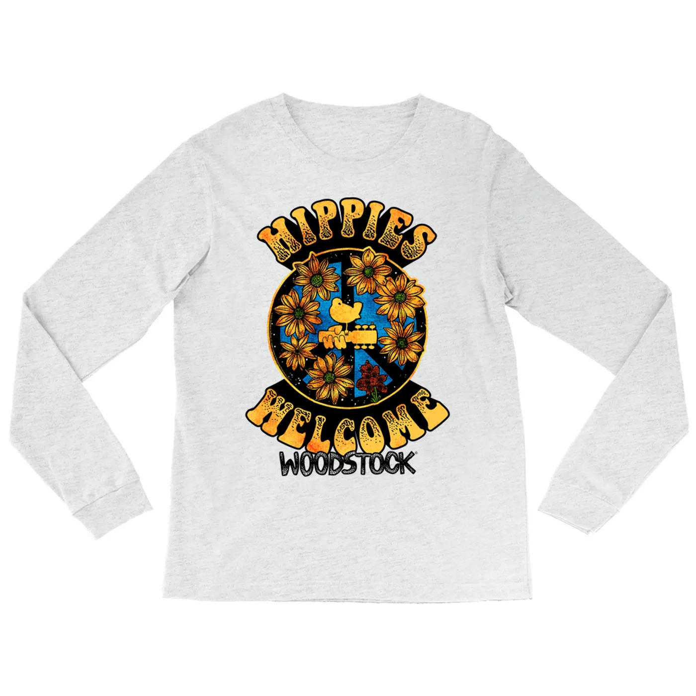 Woodstock Long Sleeve Shirt | Hippies Welcome Sunflowers Design Woodstock Shirt