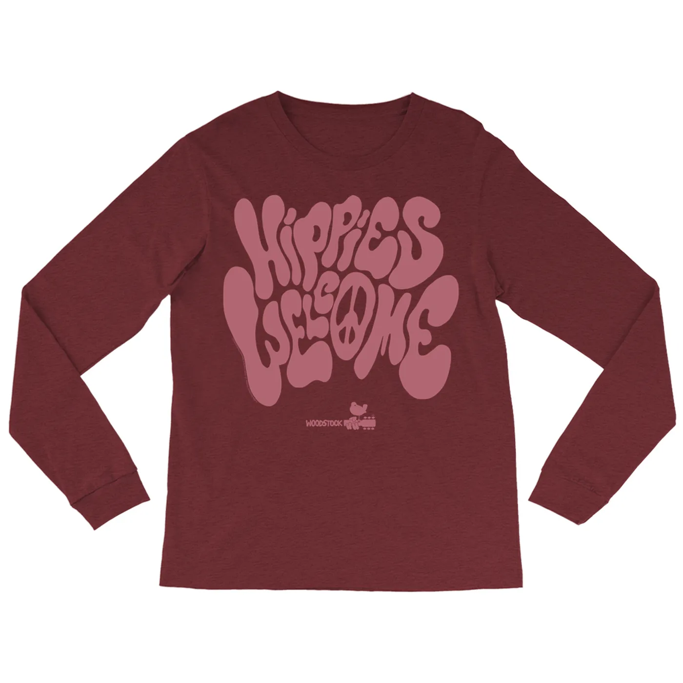 Woodstock Long Sleeve Shirt | Hippies Welcome Organic Flow Font Woodstock Shirt