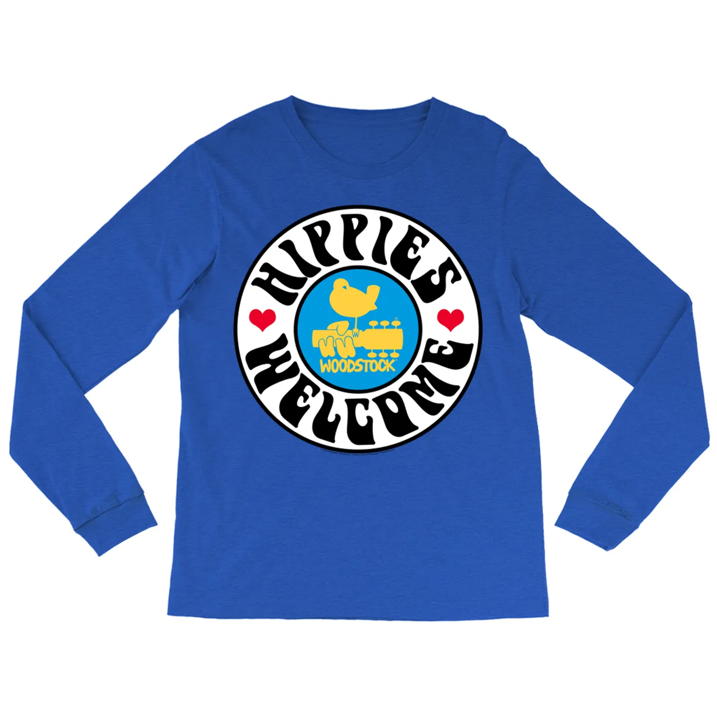 Woodstock Long Sleeve Shirt | Hippies Welcome Heart Circle Image Woodstock Shirt