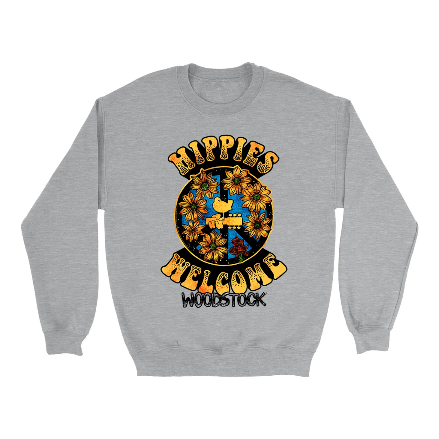 Woodstock Sweatshirt | Hippies Welcome Sunflowers Design Woodstock Sweatshirt