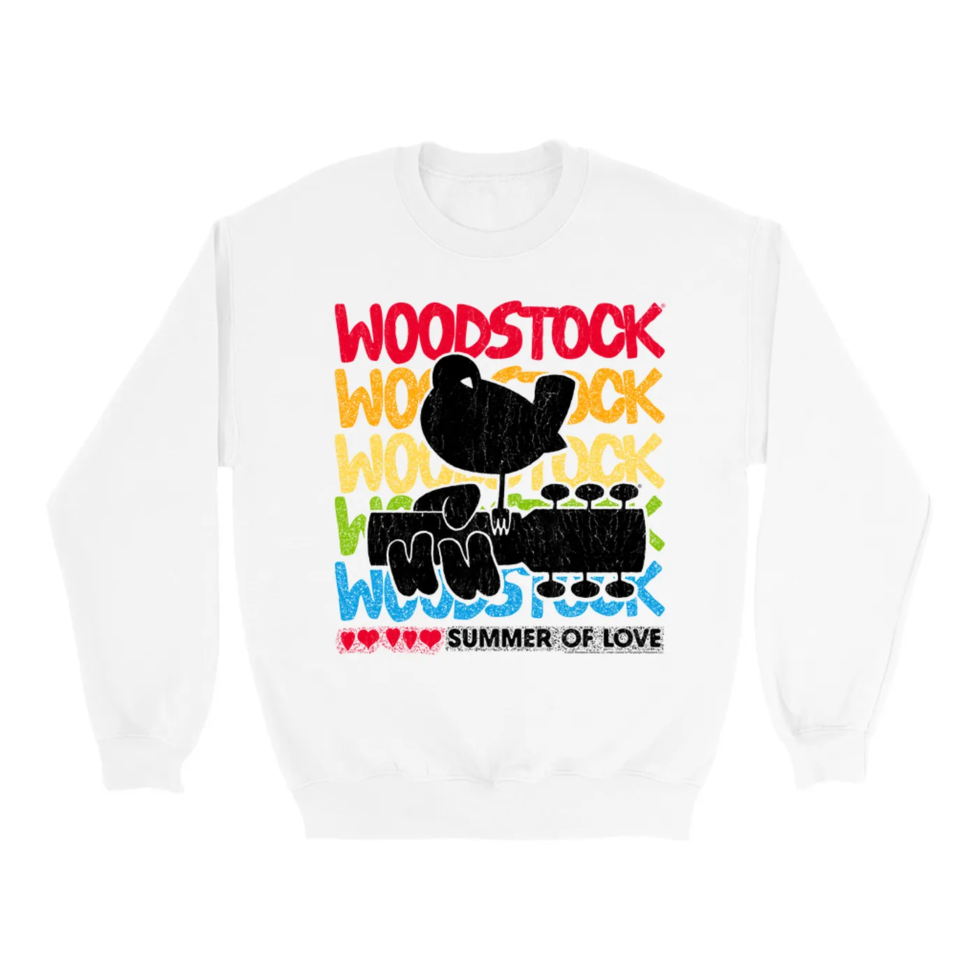Woodstock Sweatshirt | Rainbow Ombre Summer Of Love Image Distressed Woodstock Sweatshirt