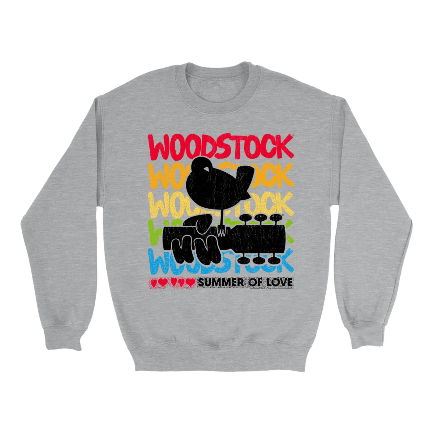 Woodstock Sweatshirt | Rainbow Ombre Summer Of Love Image Distressed Woodstock Sweatshirt