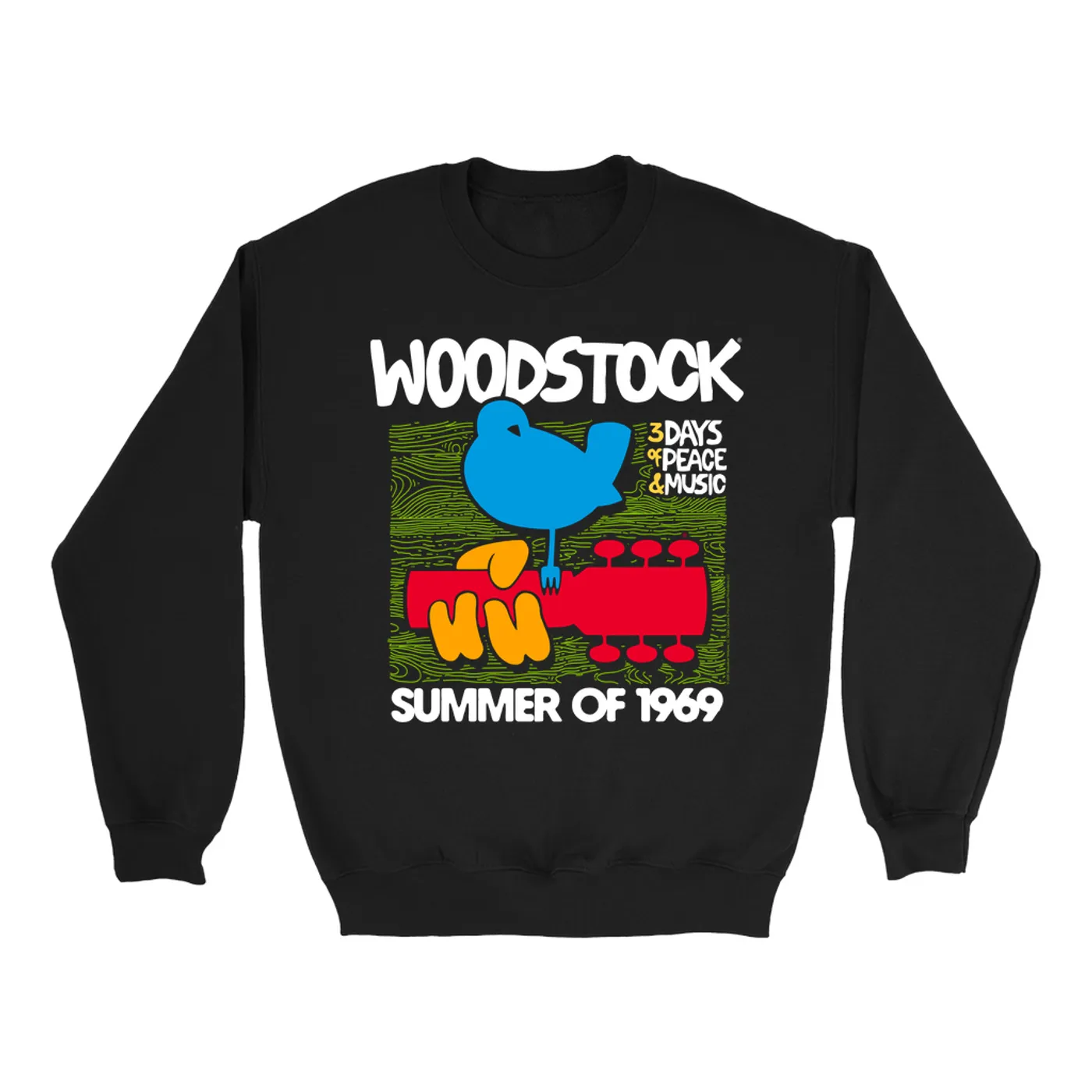 Woodstock Sweatshirt | Summer Of 1969 Wood Grain Image Woodstock Sweatshirt