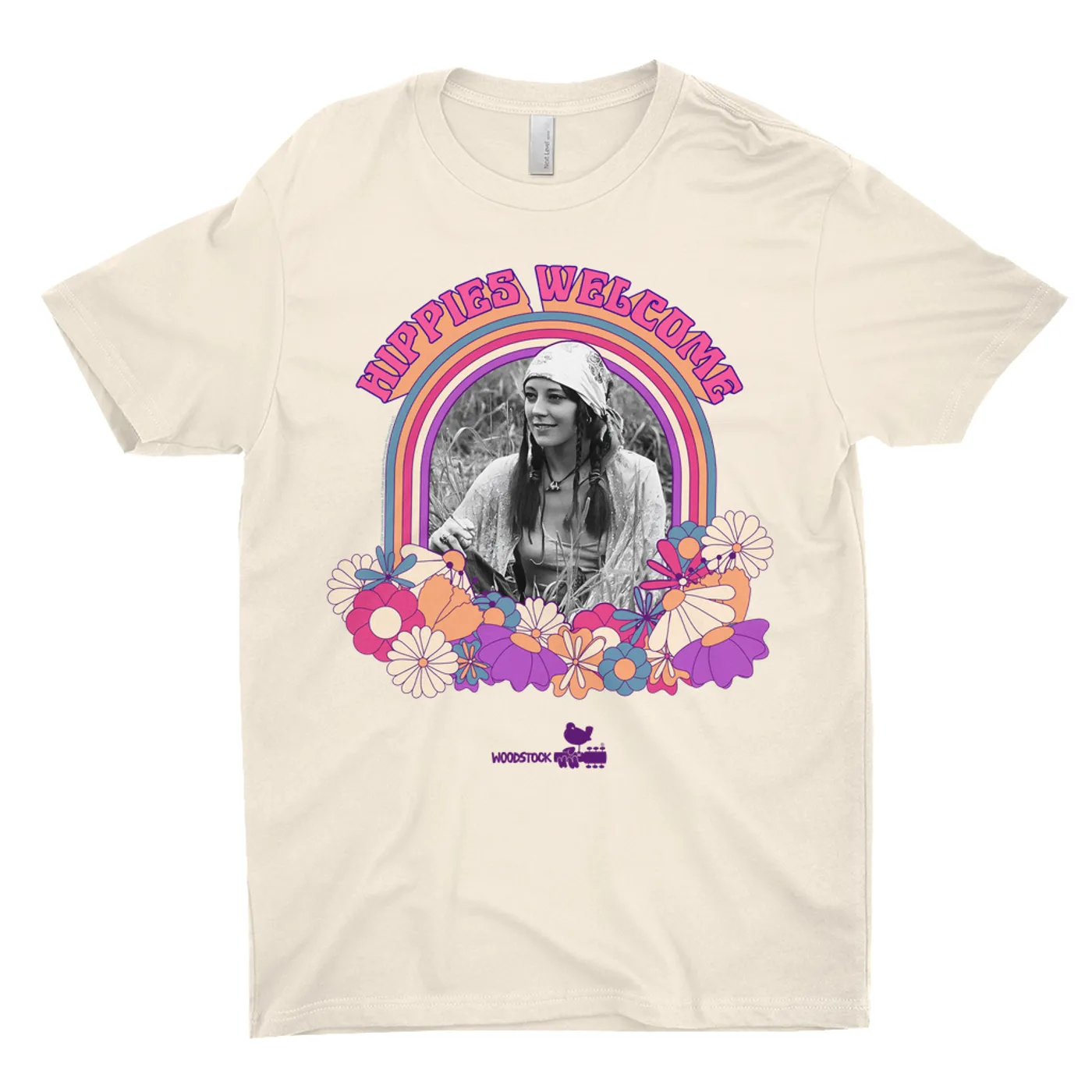 Woodstock T-Shirt | Hippies Welcome Retro Photo Design Woodstock Light Shirt