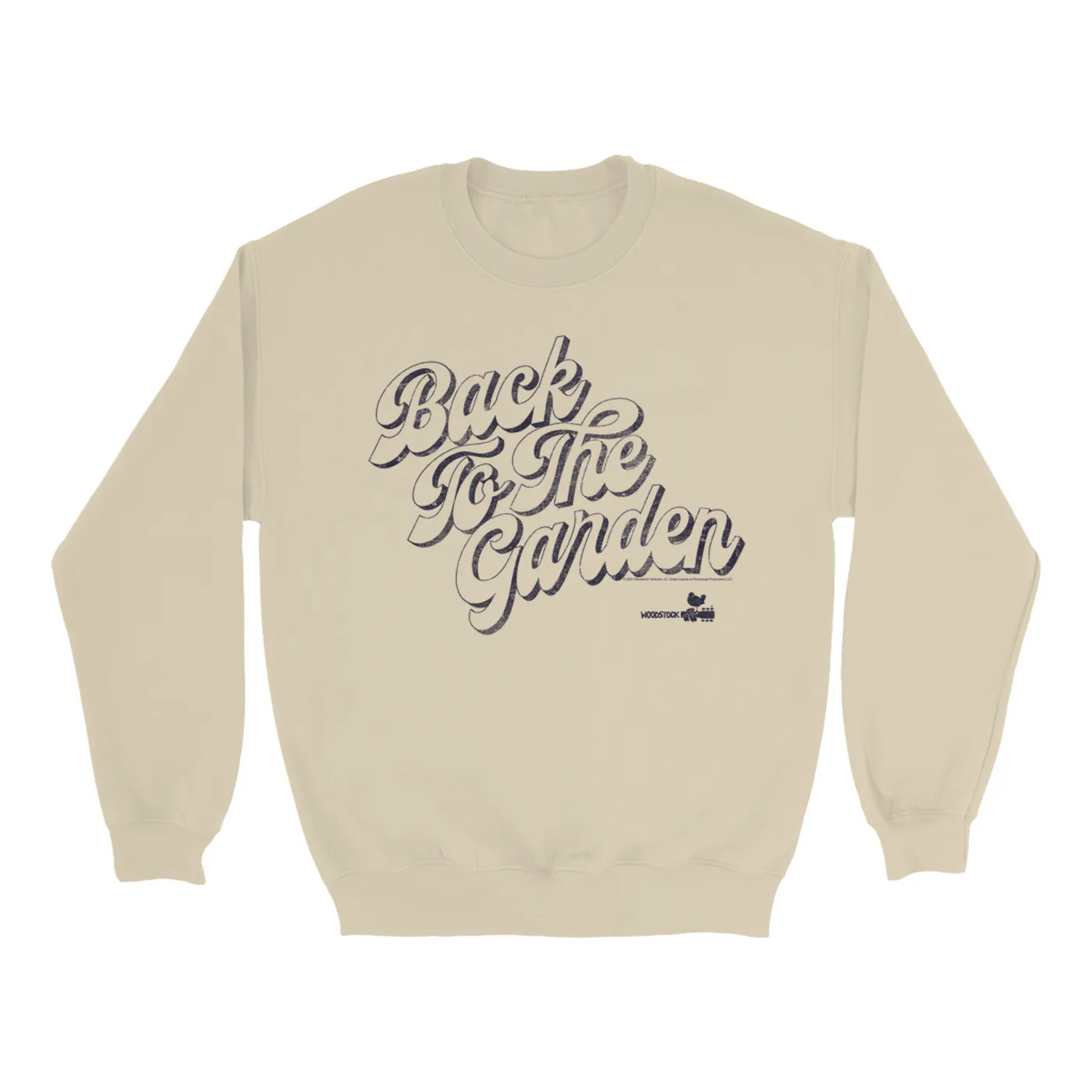 Woodstock Sweatshirt | Back To The Garden Retro Font Design Distressed Woodstock Sweatshirt