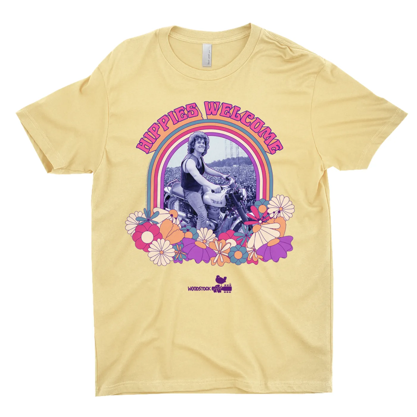 Woodstock T-Shirt | Hippies Welcome Retro BIker Photo Design Woodstock Light Shirt