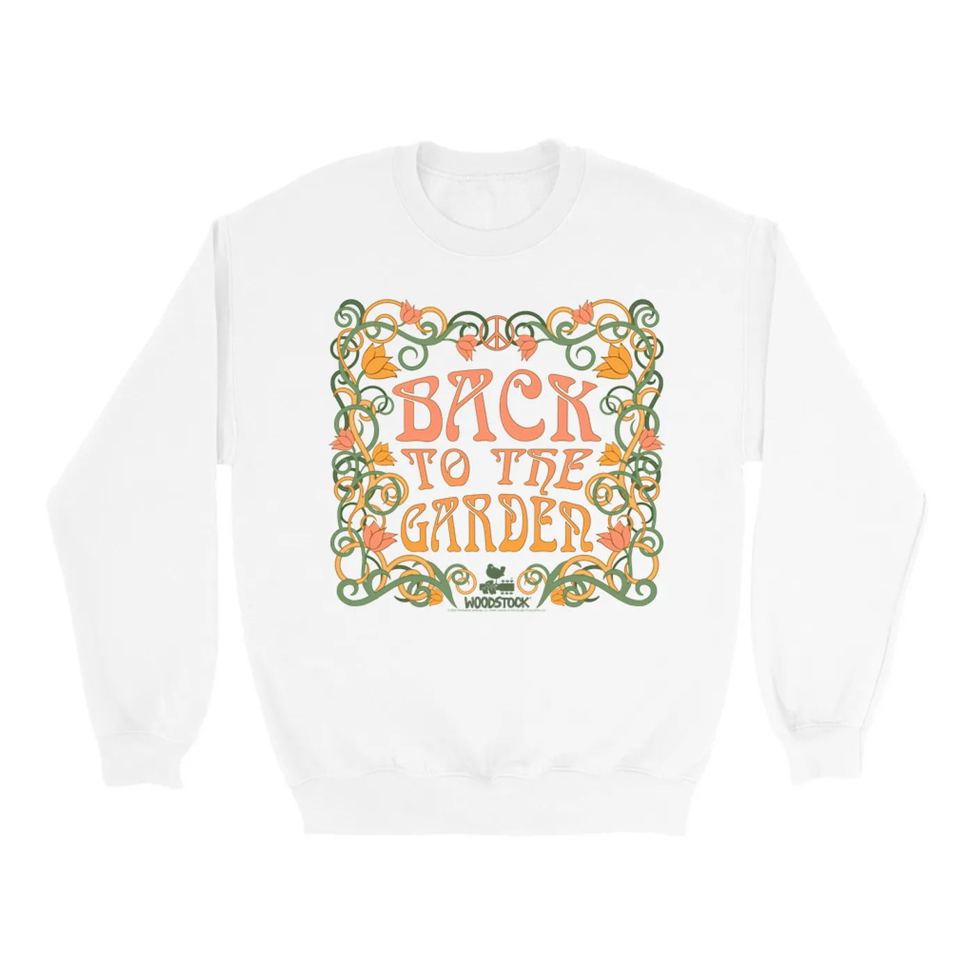 Woodstock Sweatshirt | Back To The Garden Flower Vine Border Woodstock Sweatshirt