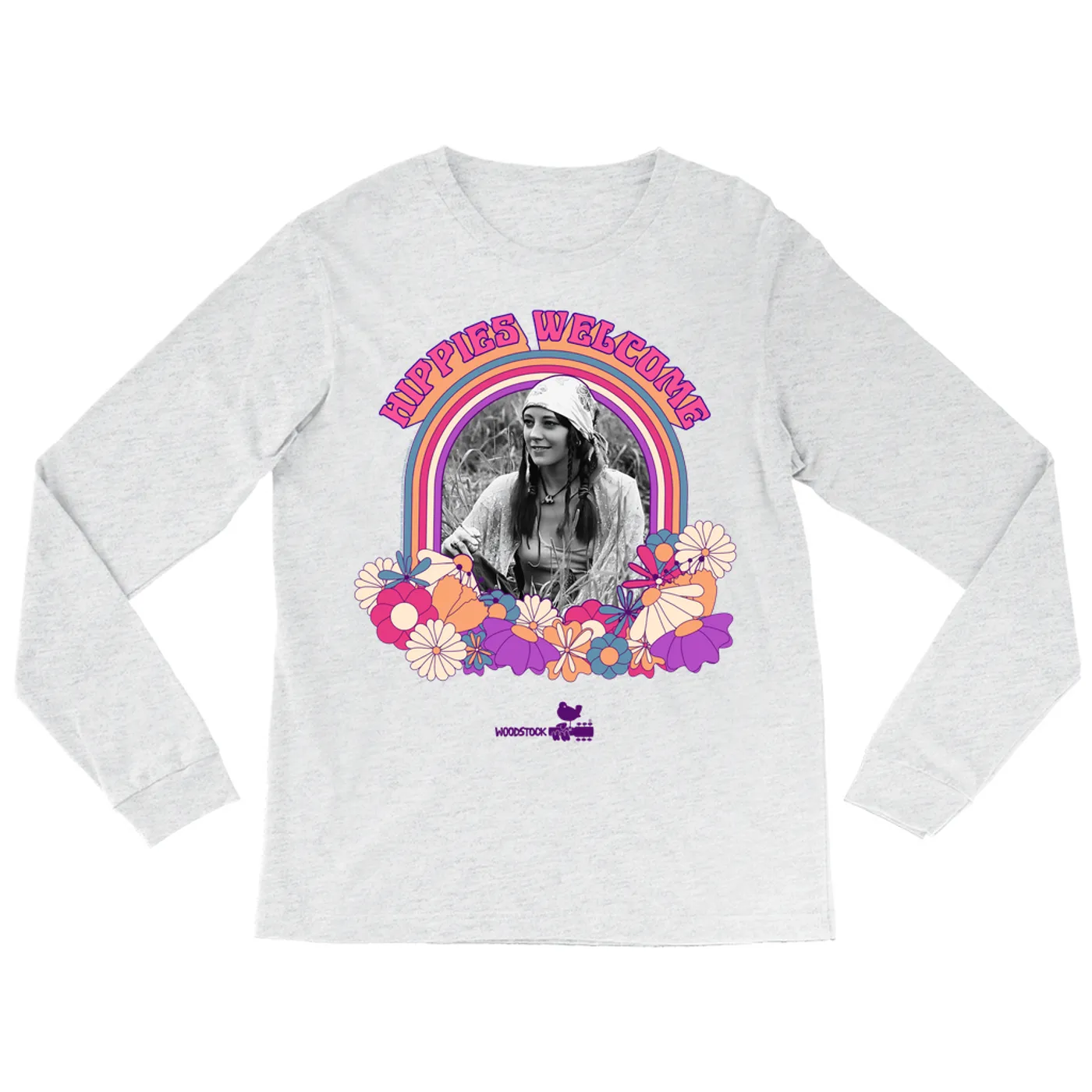 Woodstock Long Sleeve Shirt | Hippies Welcome Retro Photo Design Woodstock Shirt