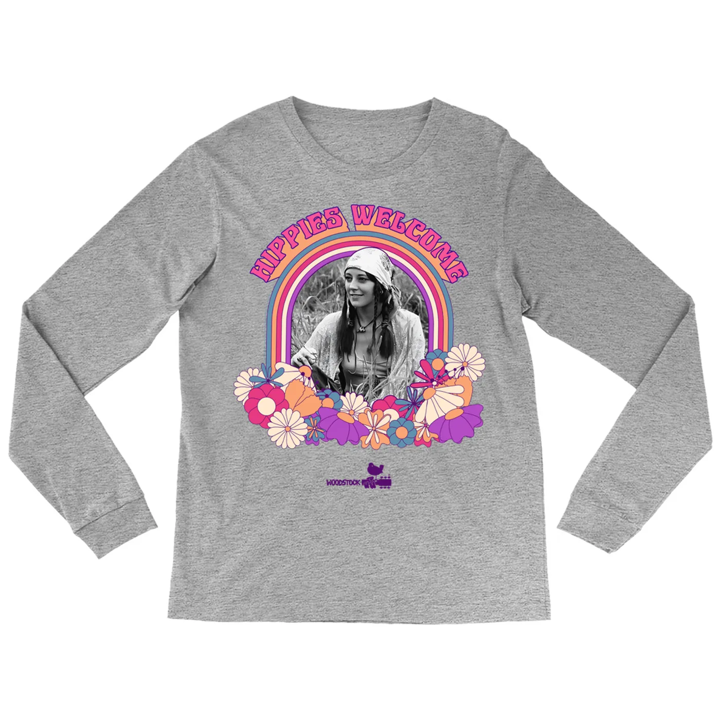 Woodstock Long Sleeve Shirt | Hippies Welcome Retro Photo Design Woodstock Shirt