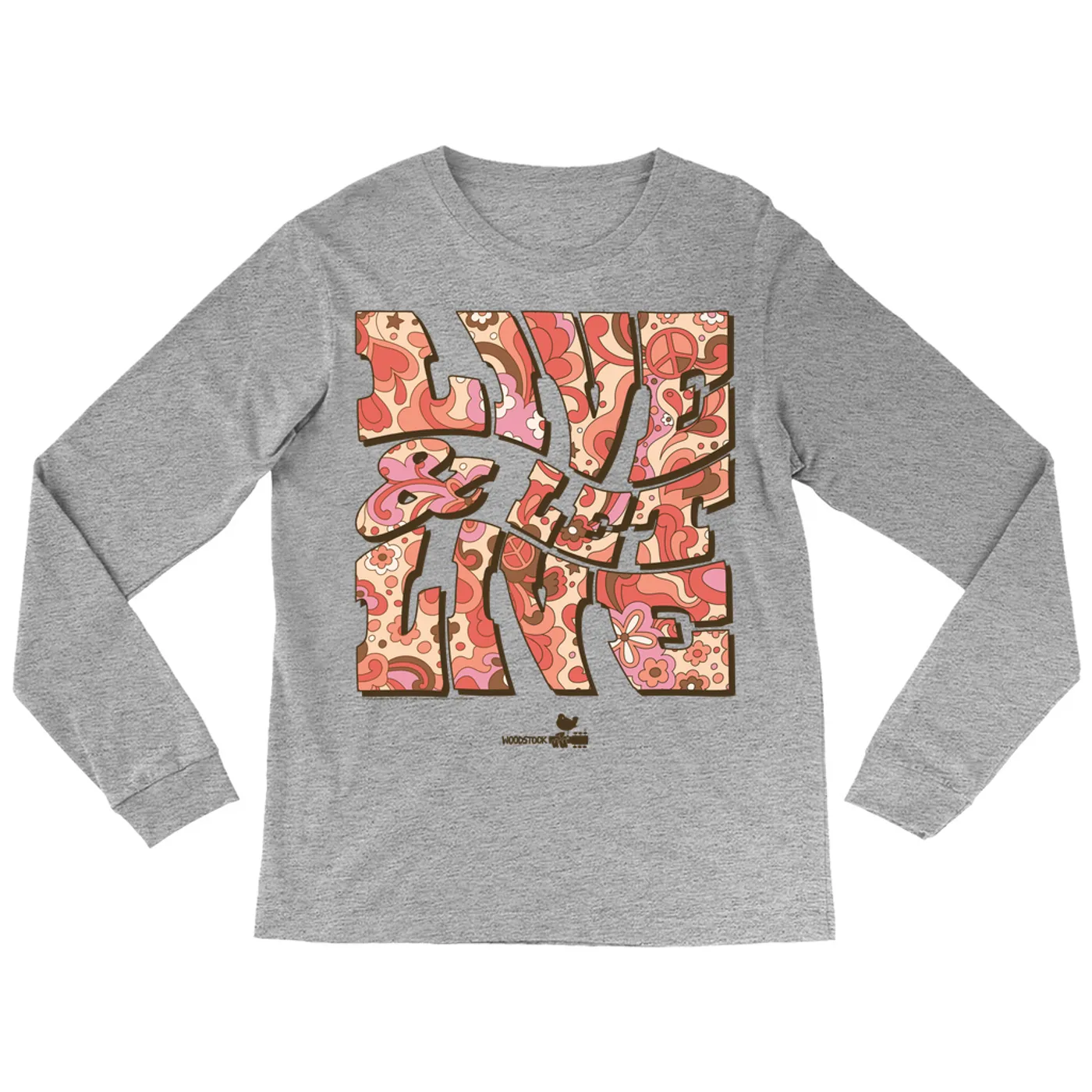 Woodstock Long Sleeve Shirt | Live And Let Live Hippie Pattern Image Woodstock Shirt