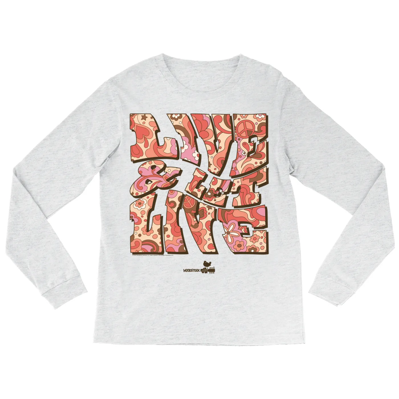 Woodstock Long Sleeve Shirt | Live And Let Live Hippie Pattern Image Woodstock Shirt