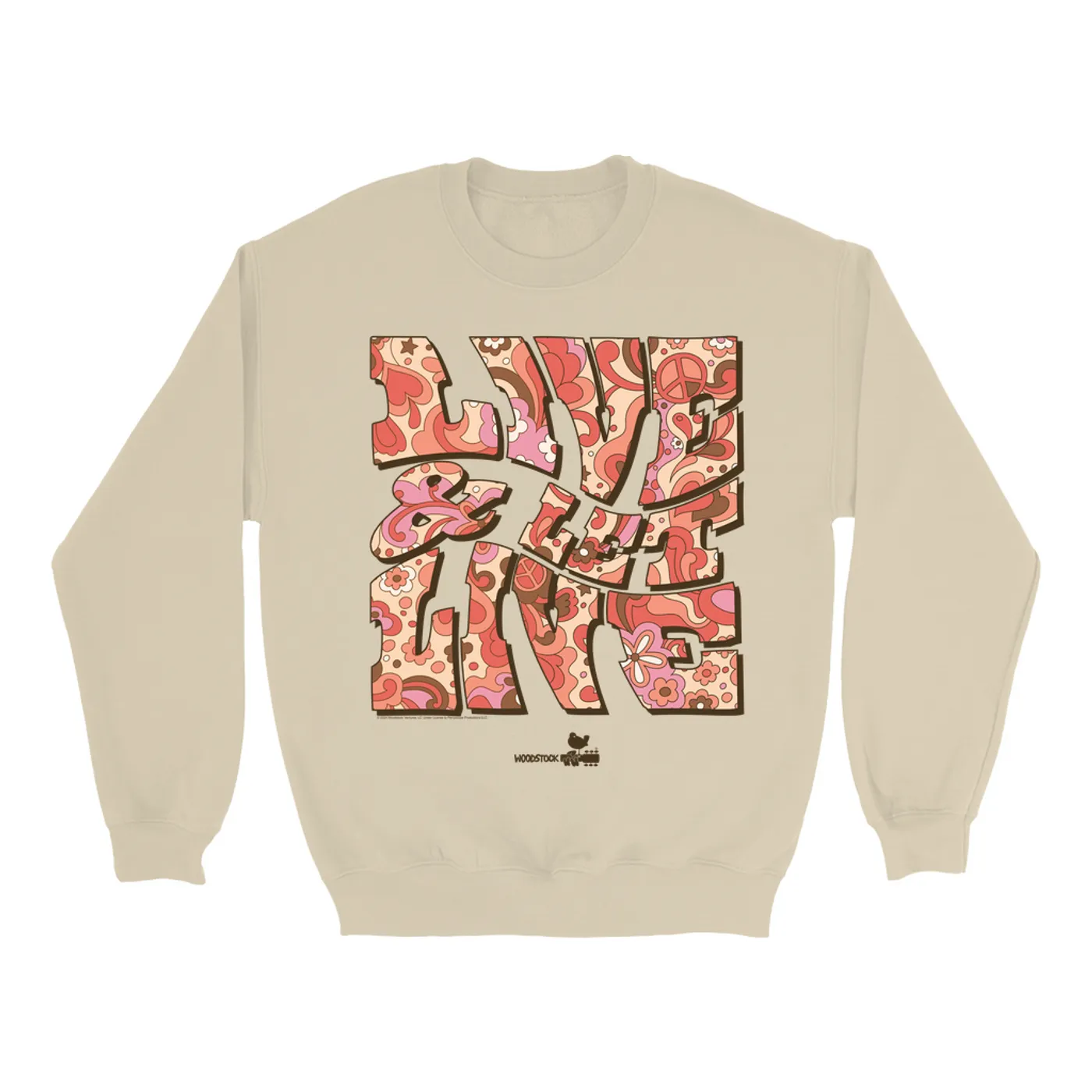 Woodstock Sweatshirt | Live And Let Live Hippie Pattern Image Woodstock Sweatshirt