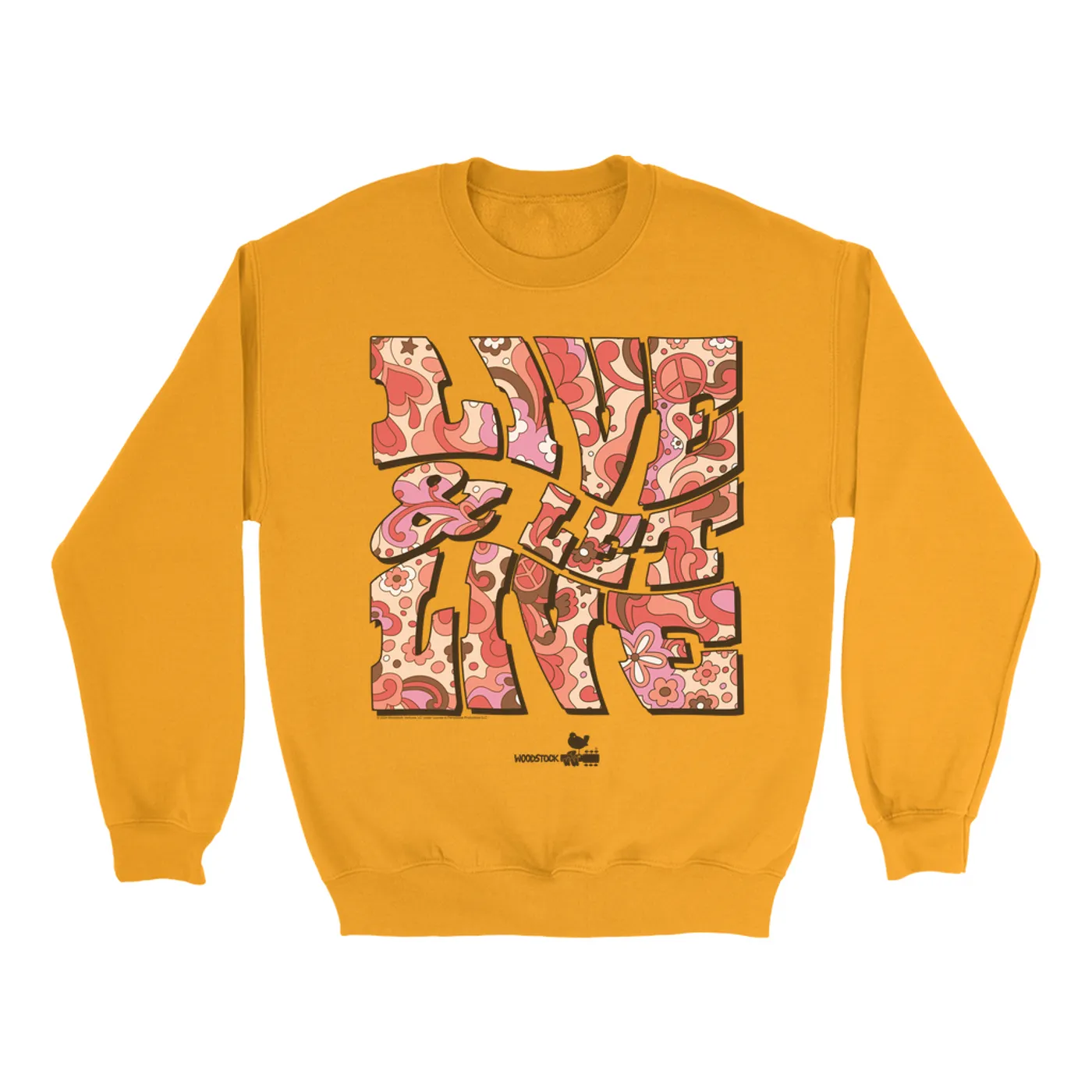 Woodstock Sweatshirt | Live And Let Live Hippie Pattern Image Woodstock Sweatshirt