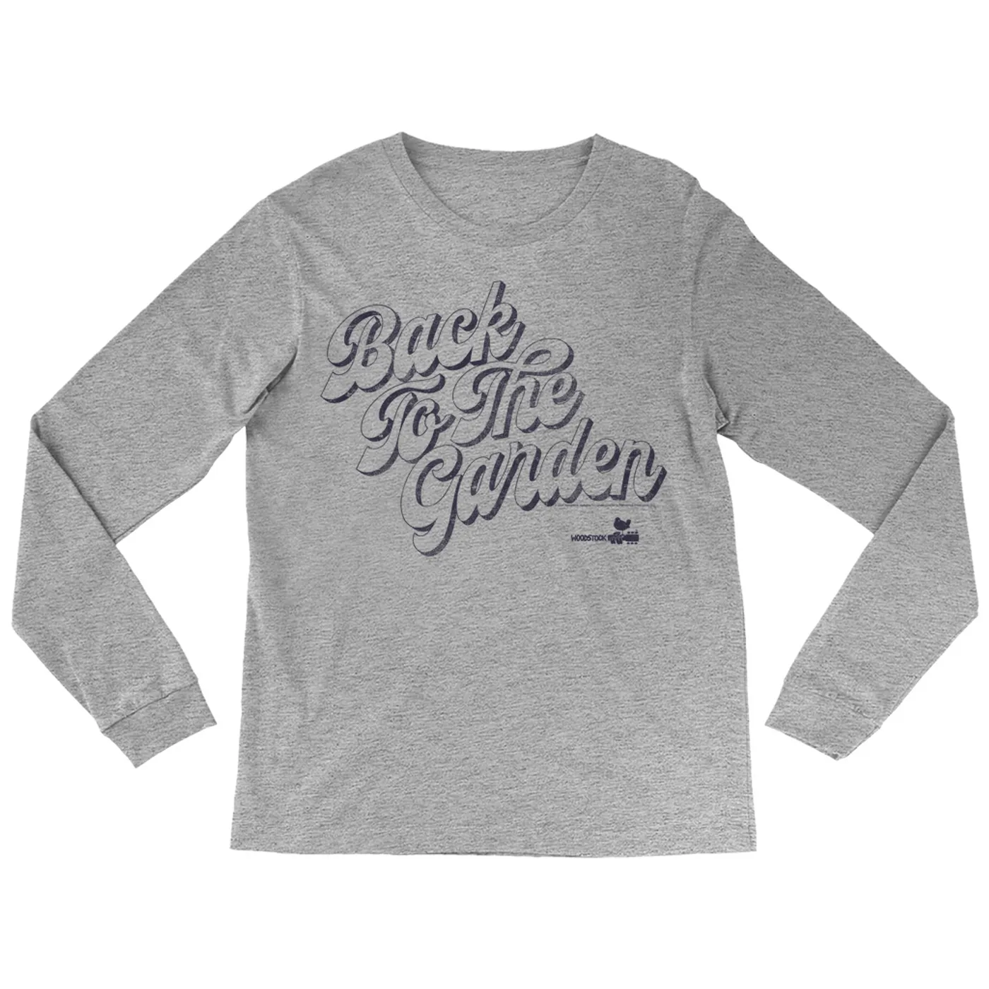 Woodstock Long Sleeve Shirt | Back To The Garden Retro Font Design Distressed Woodstock Shirt