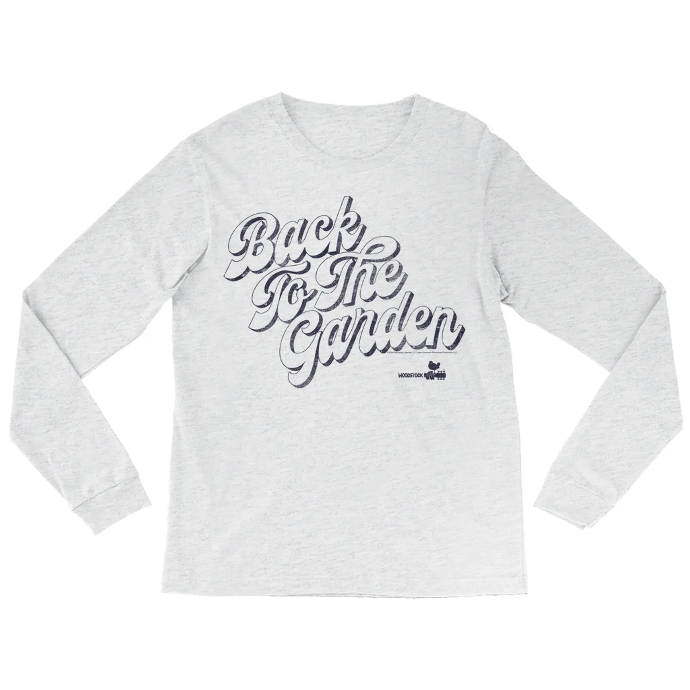 Woodstock Long Sleeve Shirt | Back To The Garden Retro Font Design Distressed Woodstock Shirt