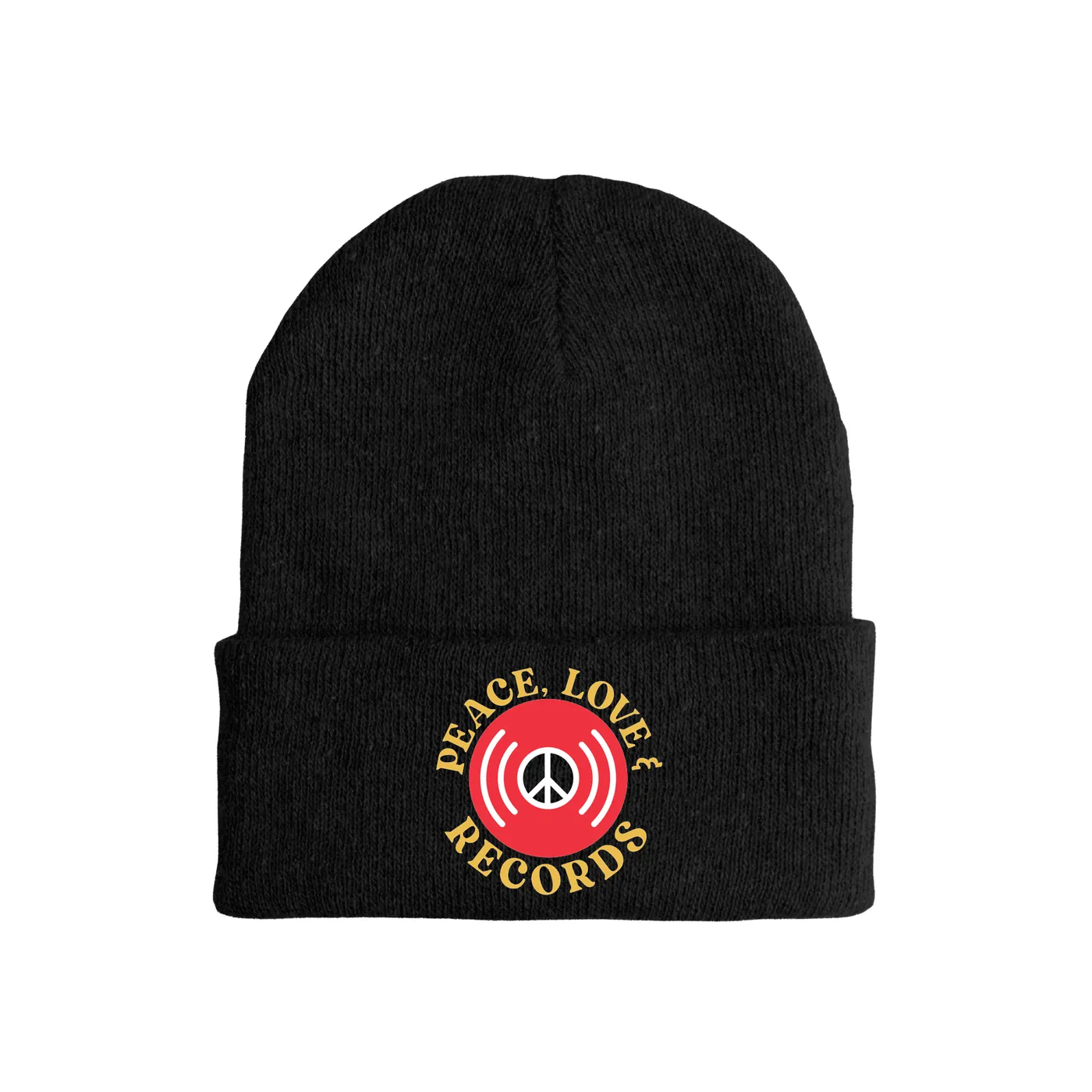 Merchbar Music Life Music Life Hat | Peace, Love & Records Retro Circle Music Life Beanie Hat