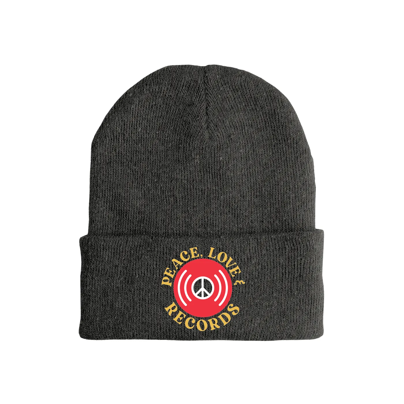 Merchbar Music Life Music Life Hat | Peace, Love & Records Retro Circle Music Life Beanie Hat