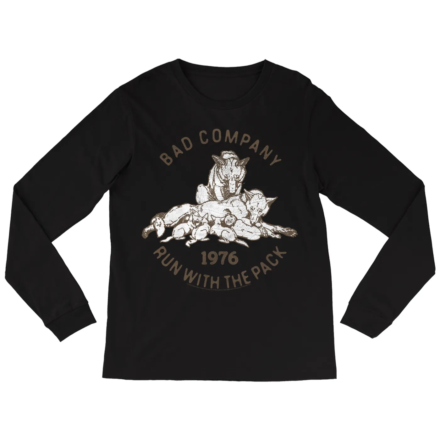 Bad Company Long Sleeve Shirt | 1976 Run With The Pack Distressed Bad Company Shirt