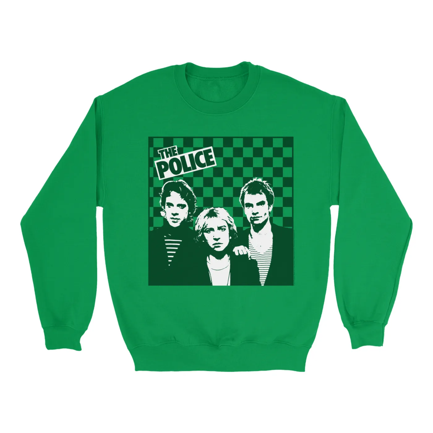 The Police Bright Colored Sweatshirt | The Trio Retro Checkered The Police Sweatshirt
