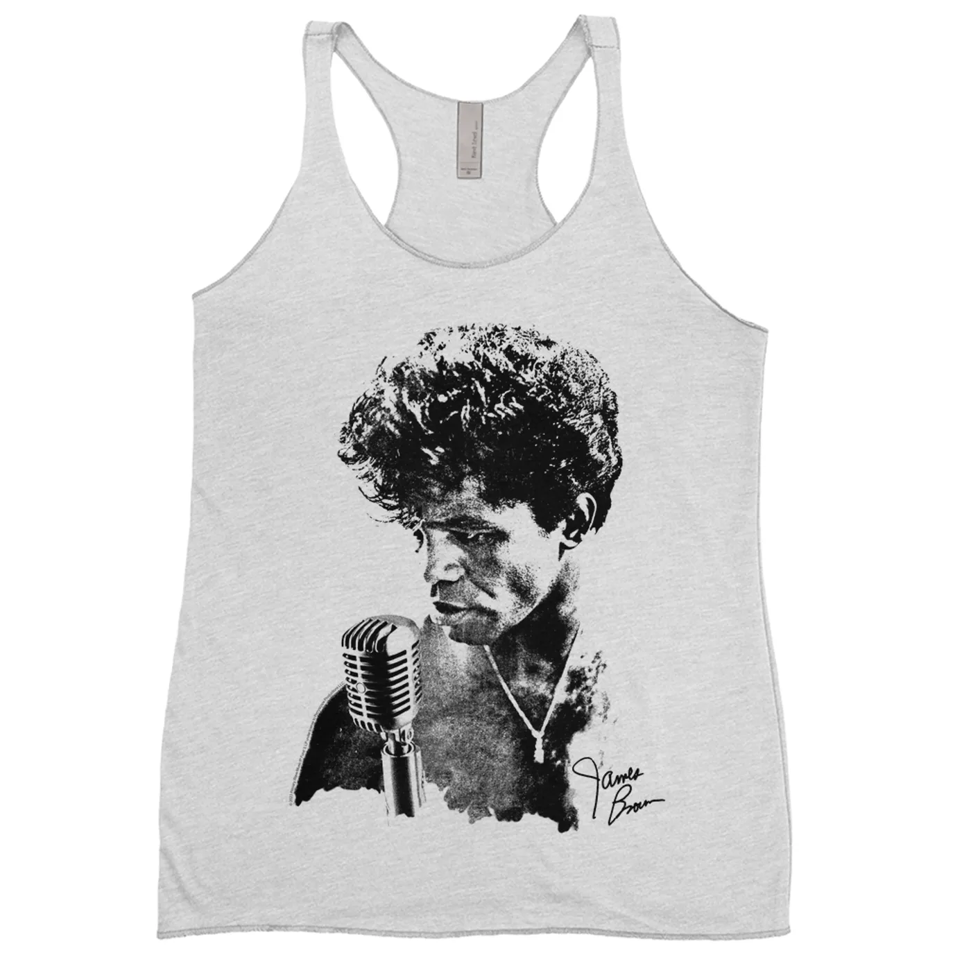 James Brown Ladies' Tank Top | Grainy Black White Photo With Signature James Brown Shirt