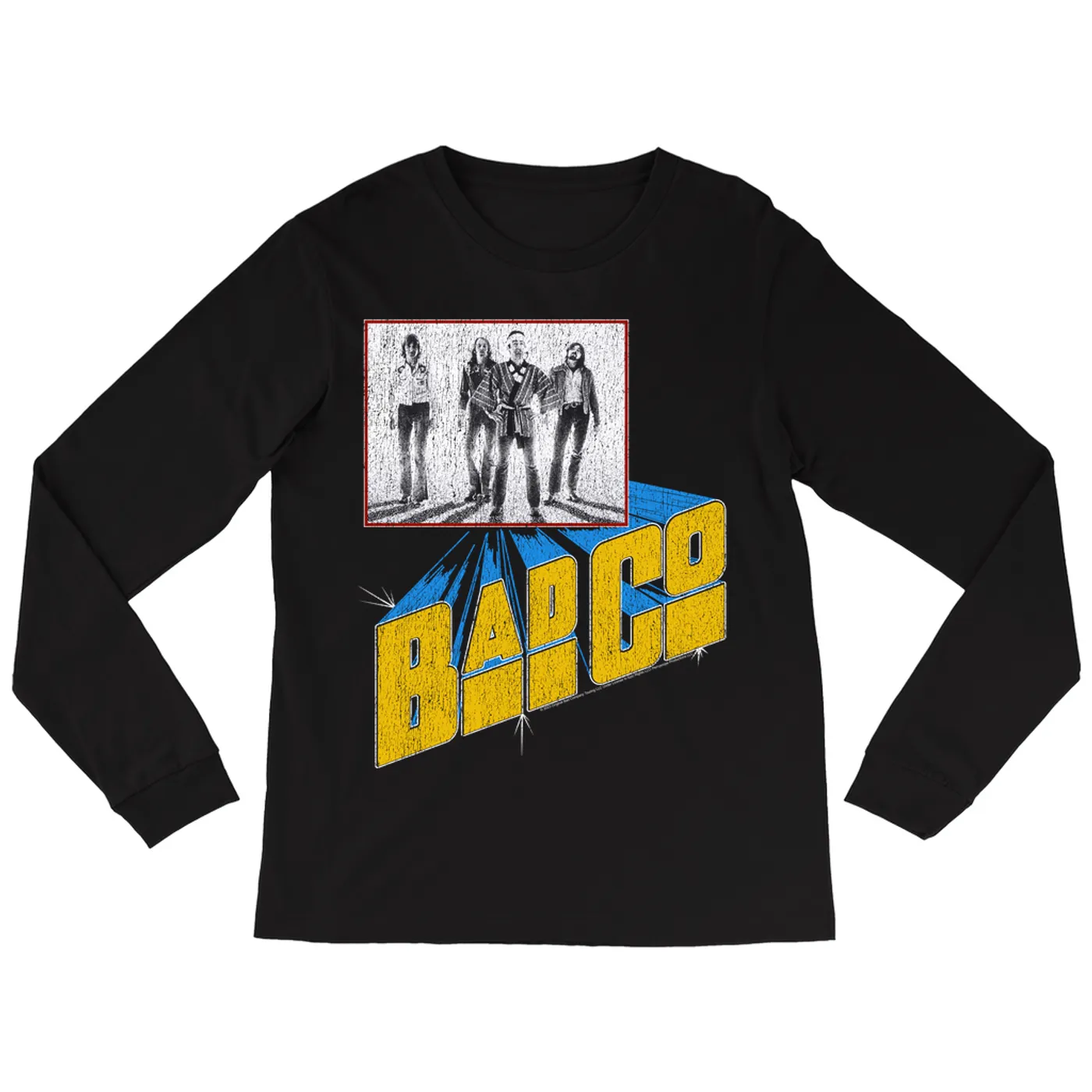Bad Company Long Sleeve Shirt | 1976 Run With The Pack Concert Distressed Bad Company Shirt