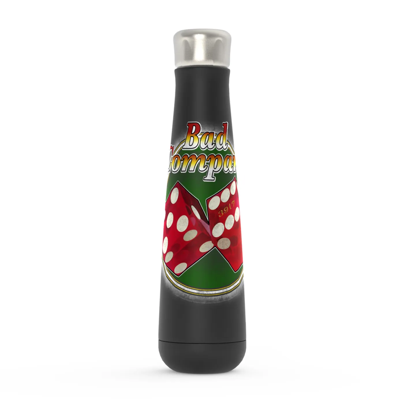 Bad Company Water Bottle | Straight Shooter Roll The Dice Distressed Bad Company Water Bottle