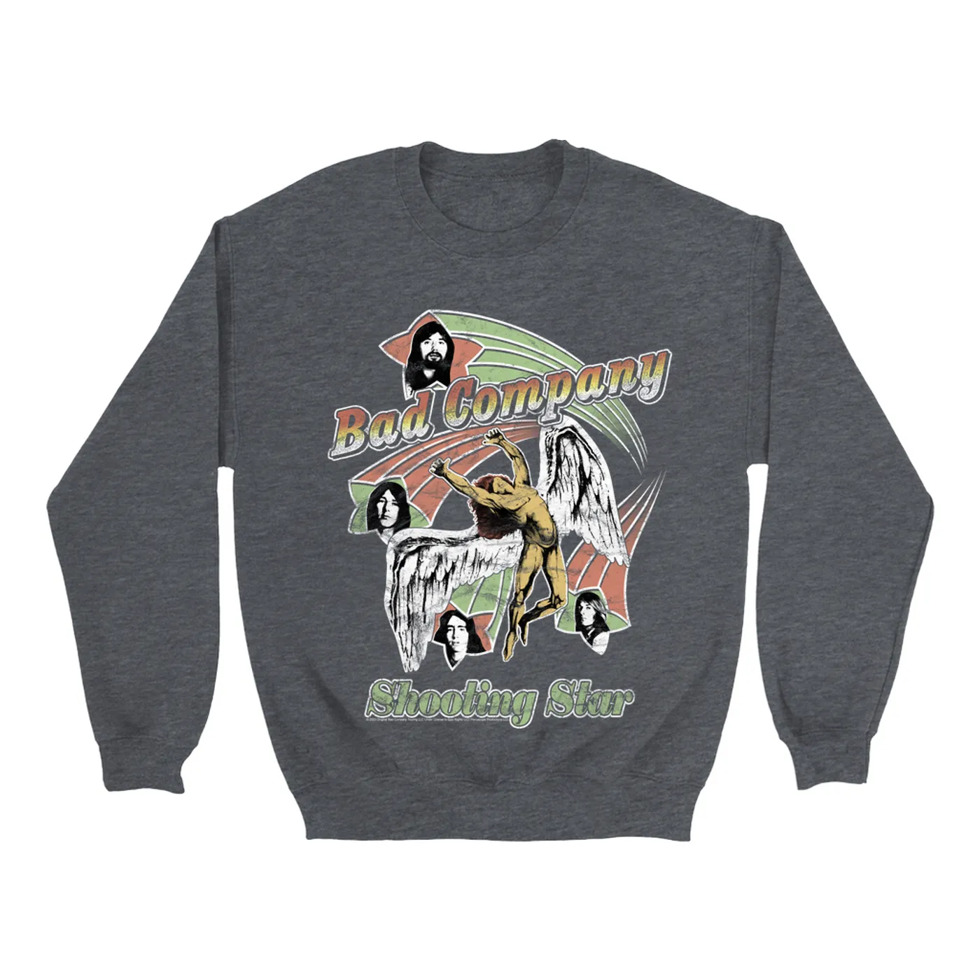 Bad Company Sweatshirt | Retro Bad Company Shooting Star '75 Distressed Bad Company Sweatshirt