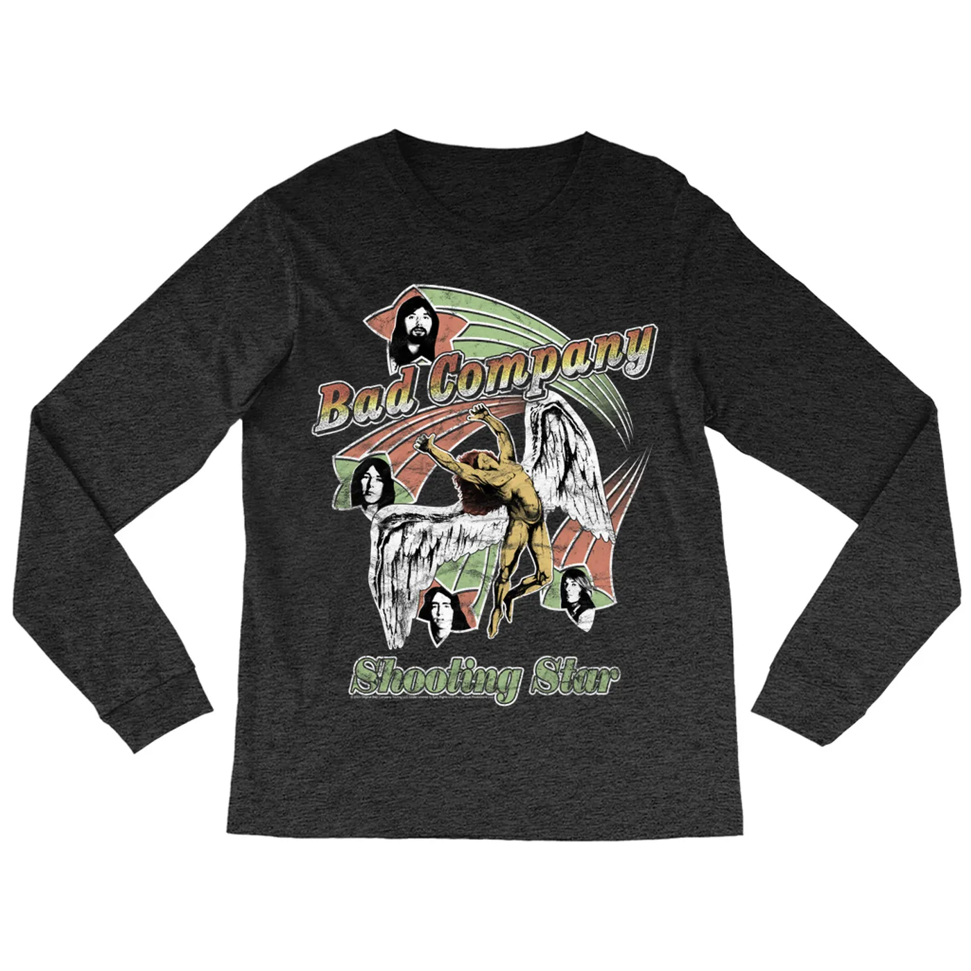 Bad Company Long Sleeve Shirt | Retro Bad Company Shooting Star '75 Distressed Bad Company Shirt