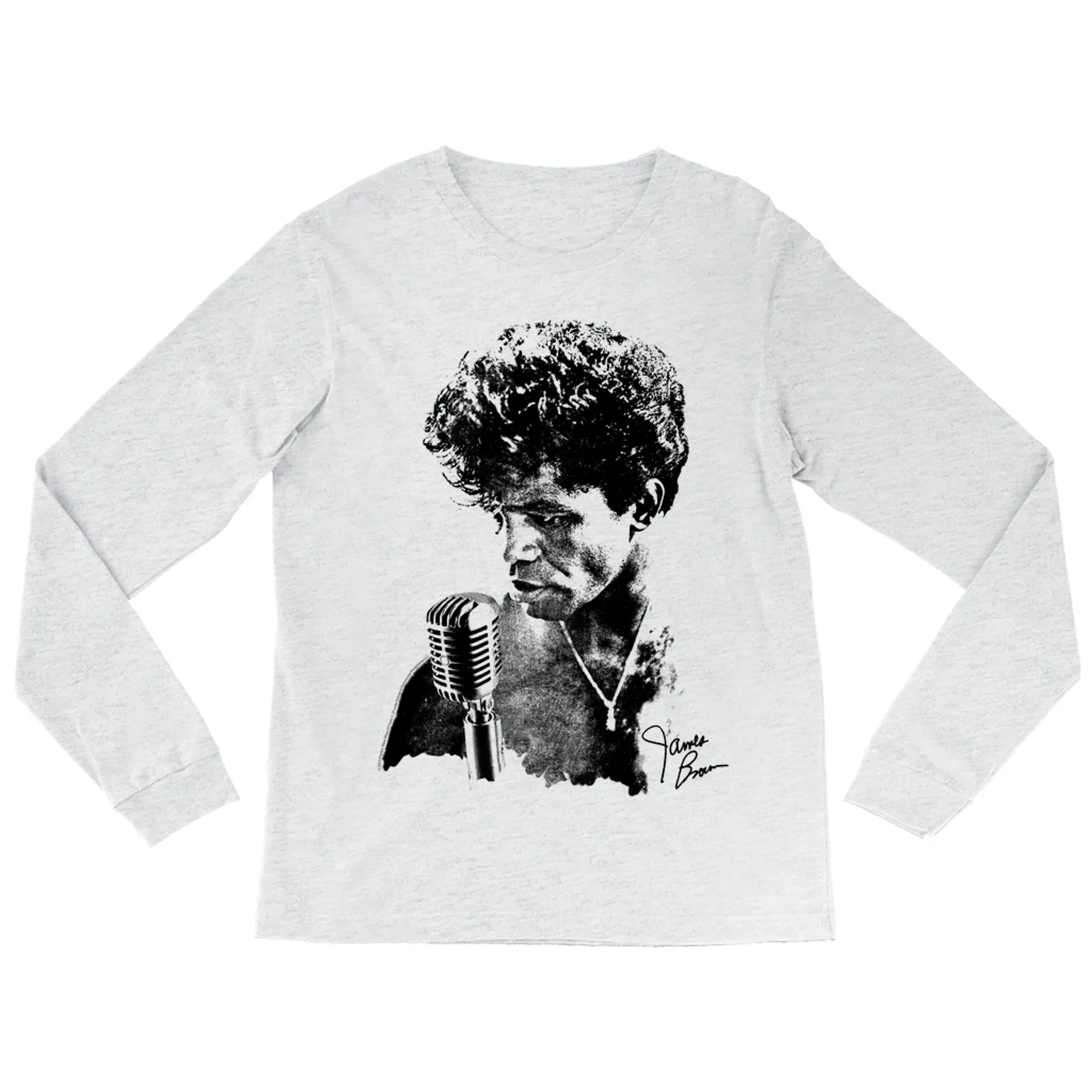 James Brown Long Sleeve Shirt | Grainy Black White Photo With Signature James Brown Shirt