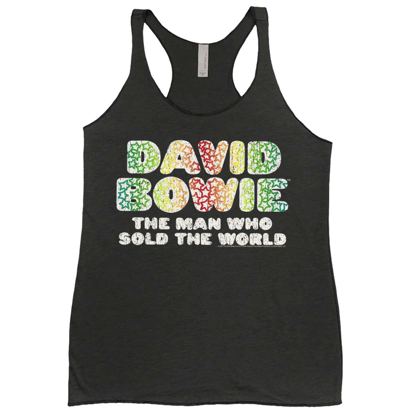 David Bowie Ladies' Tank Top | Rainbow Funky The Man Who Sold The World Logo Distressed (Merchbar Exclusive) David Bowie Shirt