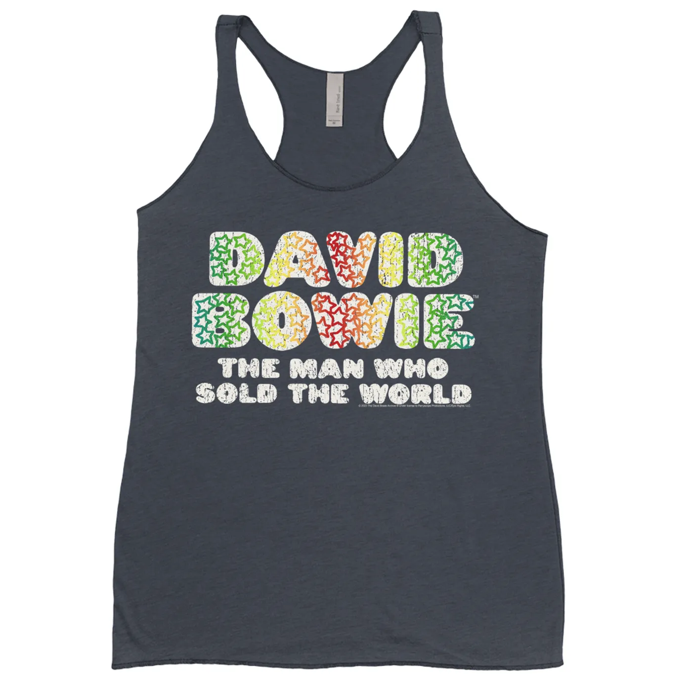 David Bowie Ladies' Tank Top | Rainbow Funky The Man Who Sold The World Logo Distressed (Merchbar Exclusive) David Bowie Shirt