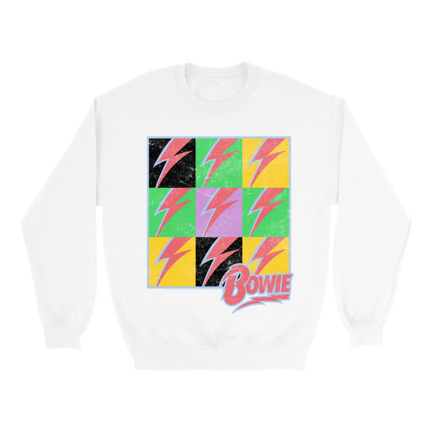 David Bowie Sweatshirt | Pop Art Bolt Design Distressed David Bowie Sweatshirt