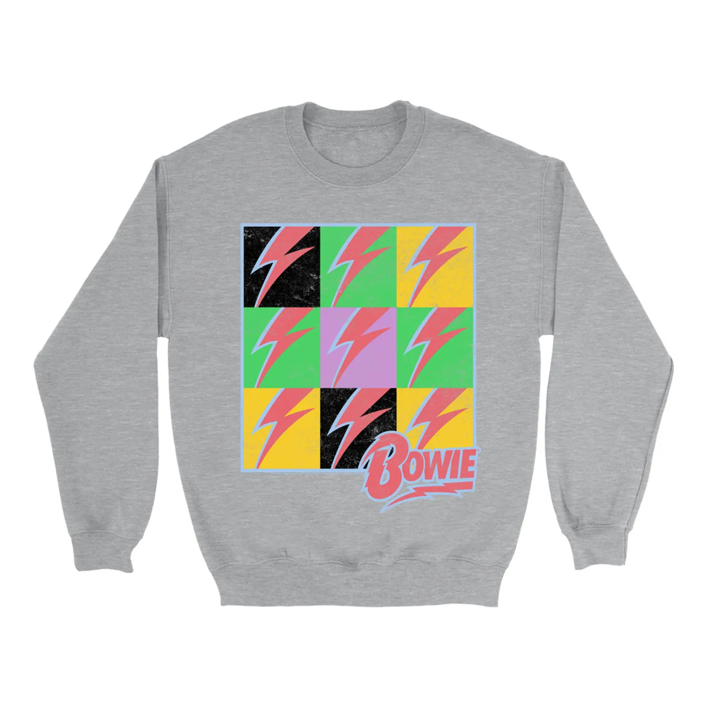 David Bowie Sweatshirt | Pop Art Bolt Design Distressed David Bowie Sweatshirt