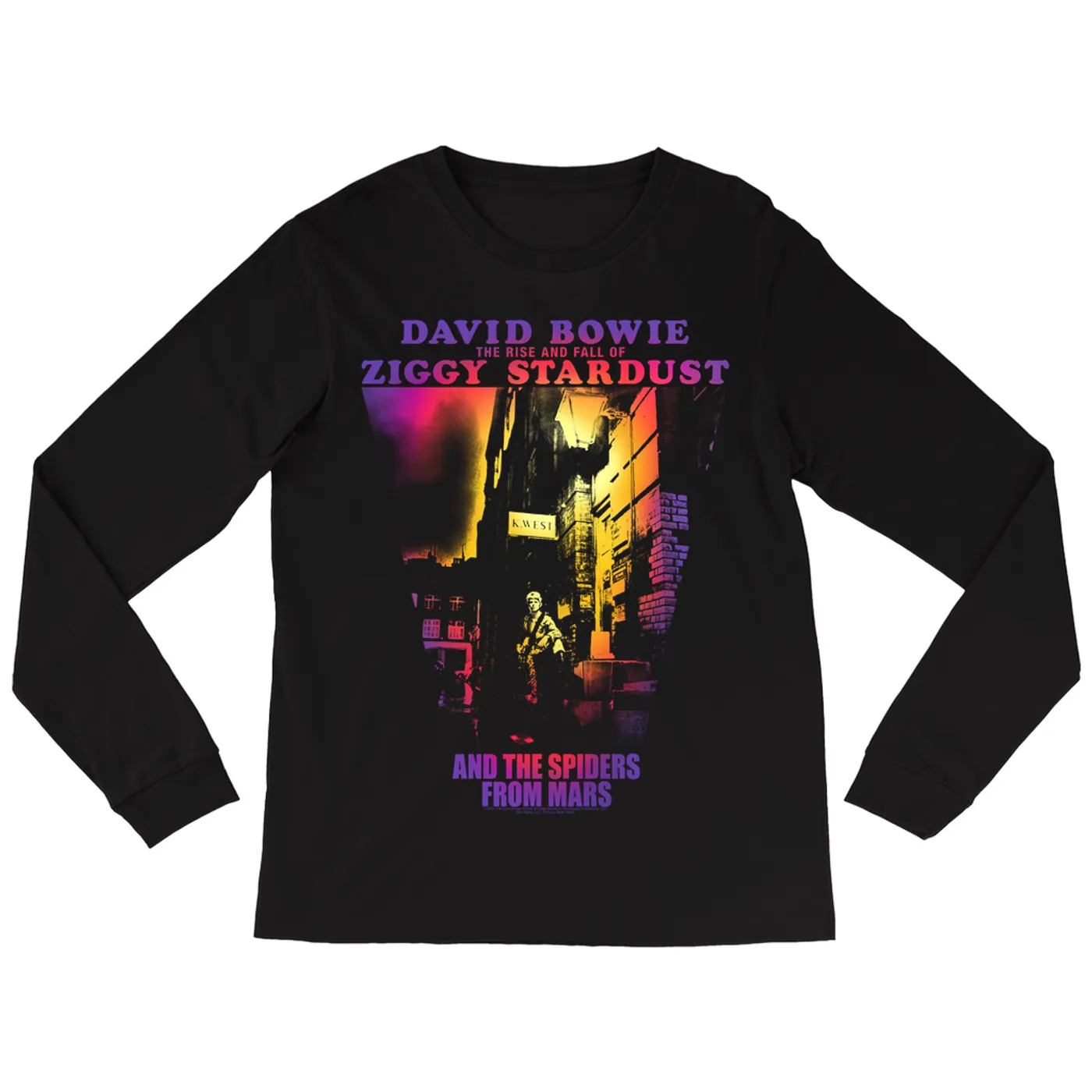 David Bowie Long Sleeve Shirt | Rainbow Ombre The Rise And Fall Of Ziggy Stardust David Bowie Shirt