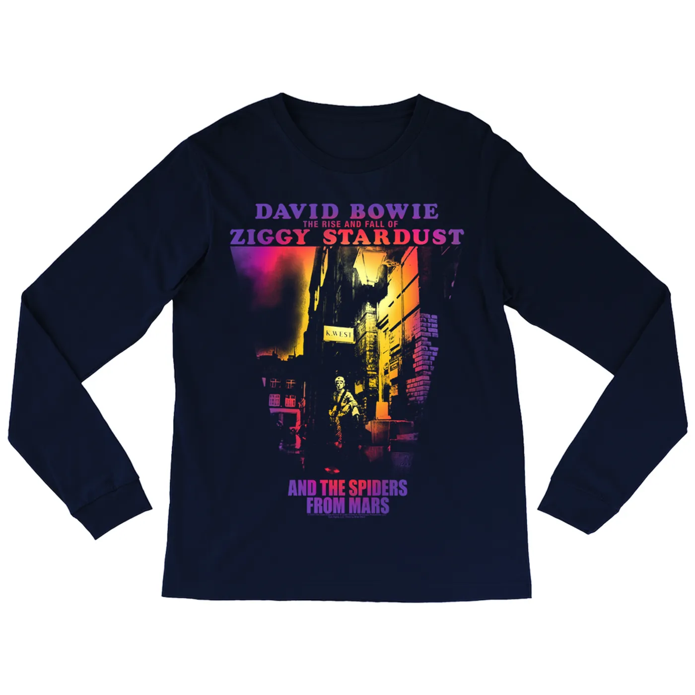 David Bowie Long Sleeve Shirt | Rainbow Ombre The Rise And Fall Of Ziggy Stardust David Bowie Shirt
